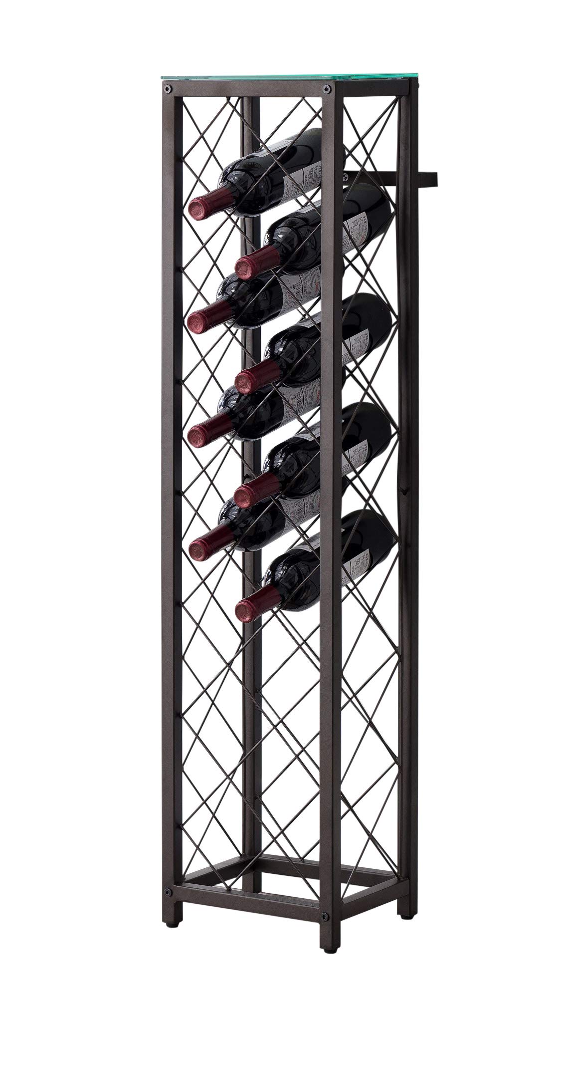 KB Designs - 13 Bottle Freestanding Floor Wine Rack Tower with Pewter Finish - Perfect for Dining Room, Kitchen, or Wine Cellar Storage & Display