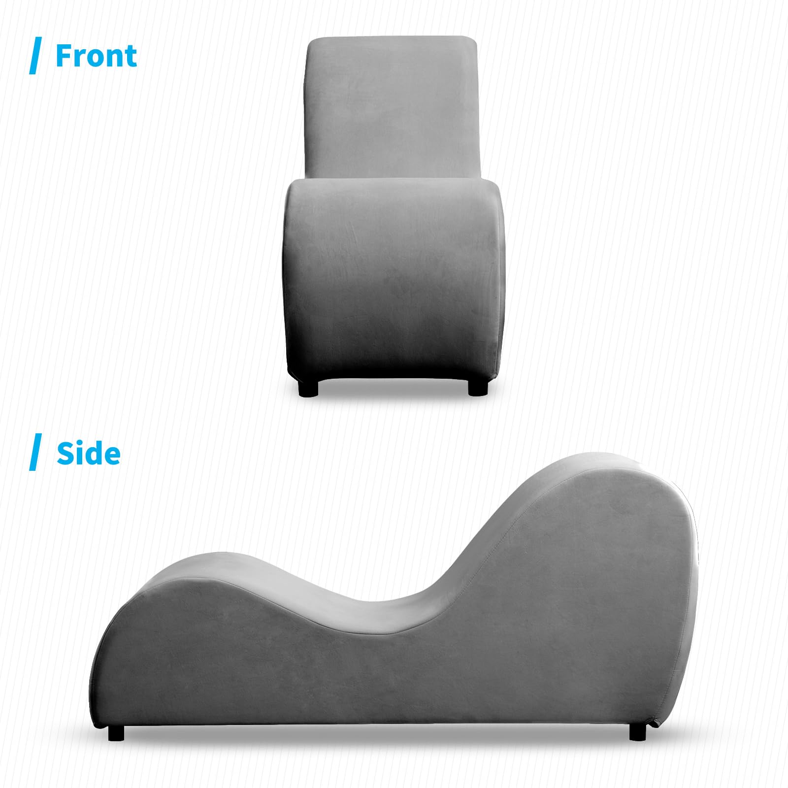 Premium Velvet Yoga Chaise Lounge Chair for Adults - Dark Gray Curved Sofa for Yoga Stretching & Relaxing | Living Room Lounge Chair, Apartment Exercise Furniture | Perfect for Meditation, Home Workouts & Cozy Reading Nook