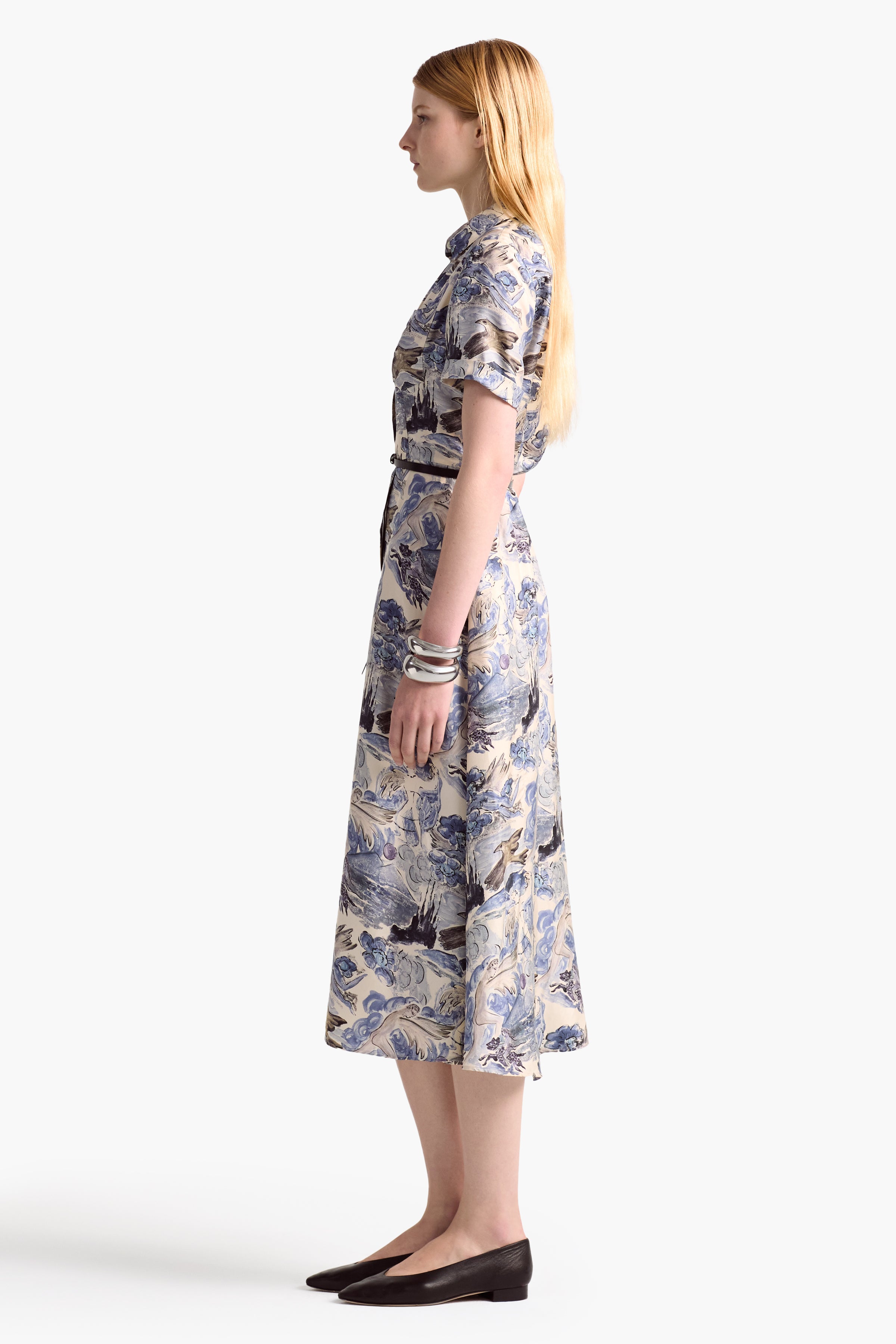 Kiera Dress for Women - Elegant Berry Blue Mythical Print Flowy Maxi Dress - Perfect for Summer, Beach, and Casual Outings