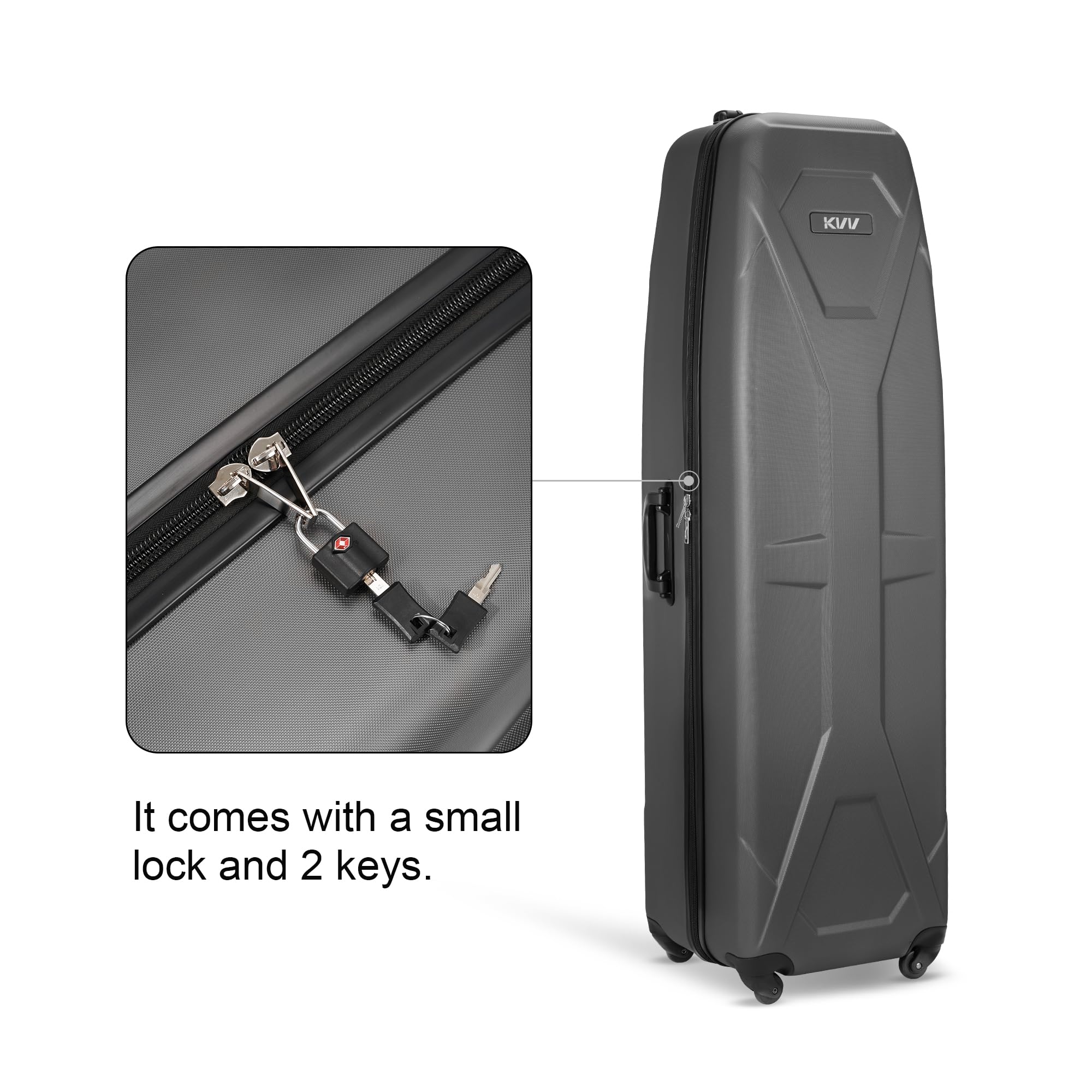 KVV ABS Hard Shell Golf Travel Case with Smooth Rolling Wheels - Durable Protection for Golf Clubs | Perfect for Air Travel & Storage