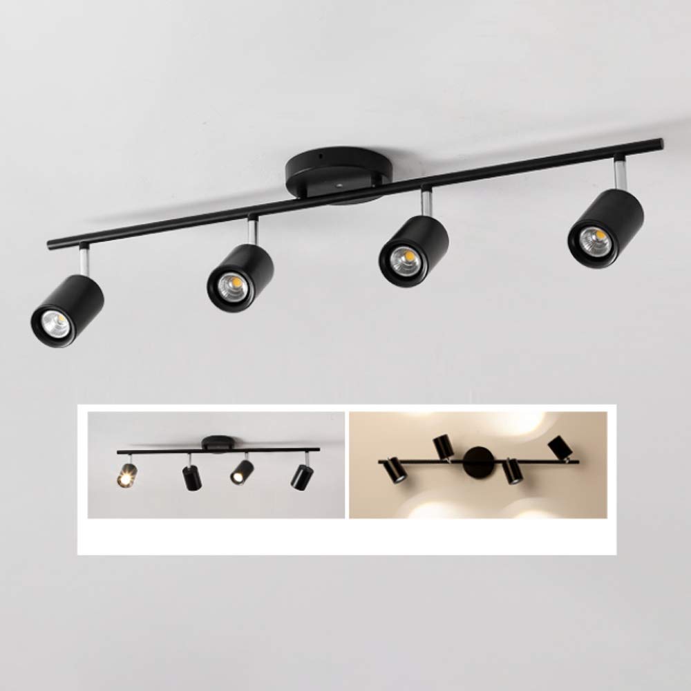 Modern 4-Light Track Lighting Fixtures - Adjustable 4-Way GU10 Ceiling Spotlight with Rotatable Heads for Kitchen, Living Room & Retail Spaces (Bulbs Not Included, Black)