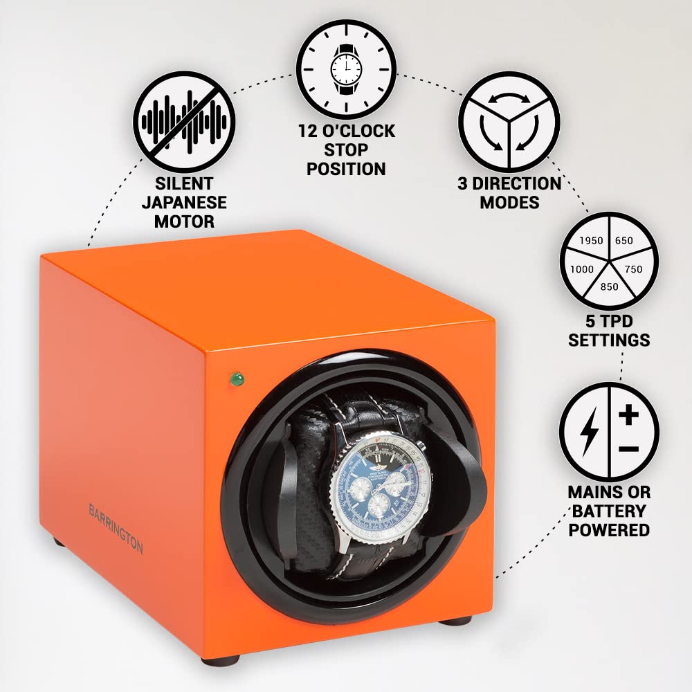 Premium Single Watch Winder for Automatic Watches - Silent Japanese Motor | Luxury Watch Storage for Rolex, Omega & More | Adjustable 650-1950 TPD | AC/Battery Powered | Perfect for Travel & Nightstand Use