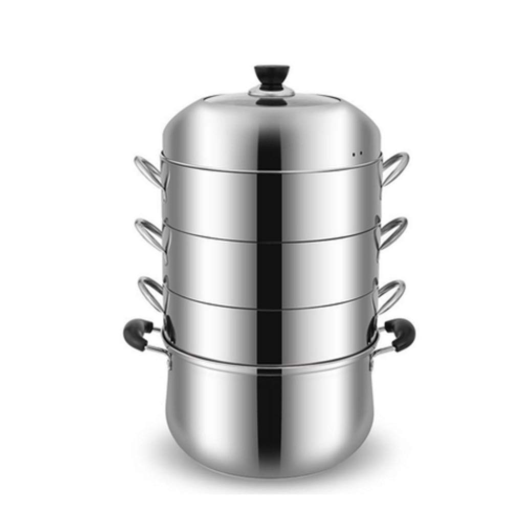 JHHDP 28cm 4-Layer Stainless Steel Rice Steamer Pot - Odorless, Energy Efficient & Durable for Home Cooking | Perfect for Steaming Rice, Vegetables & Seafood
