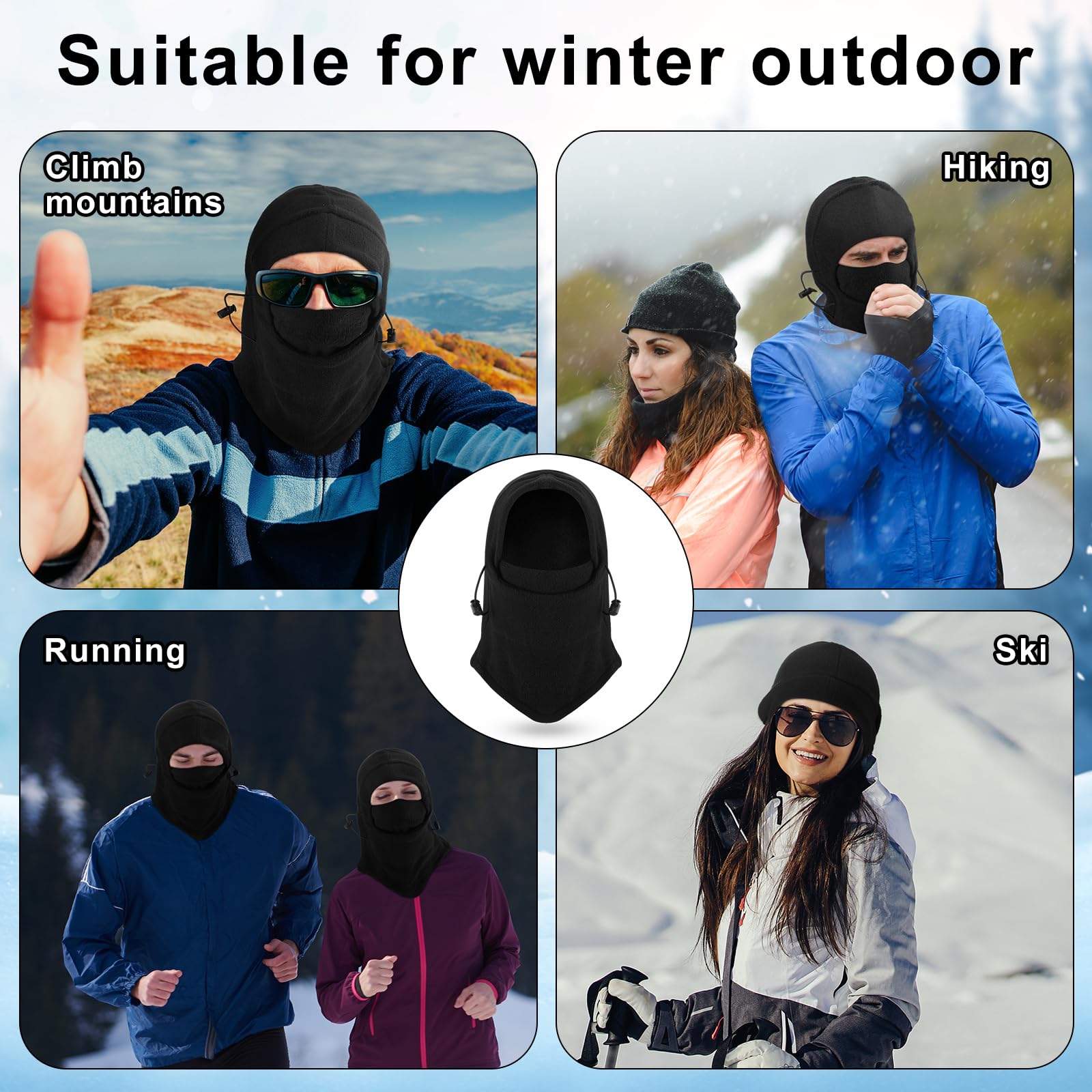 Frienda 8 Pack Balaclava Ski Mask for Men & Women - Windproof Winter Face Cover, Adjustable Warm Fleece Lining for Skiing, Snowboarding, Motorcycling & Outdoor Activities