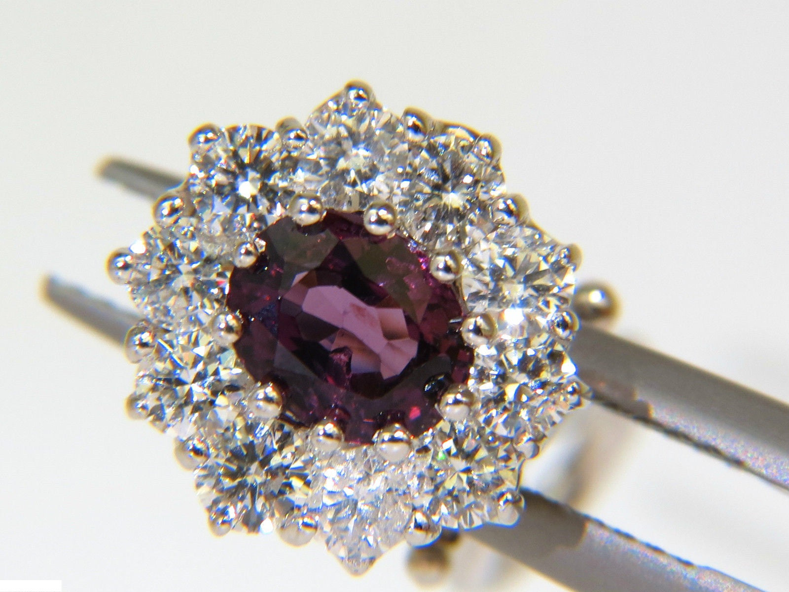 14KT 3.36CT Natural Purple Spinel Diamond Cluster Earrings with Omega Back - Elegant Jewelry for Women, Perfect for Weddings, Parties & Special Occasions