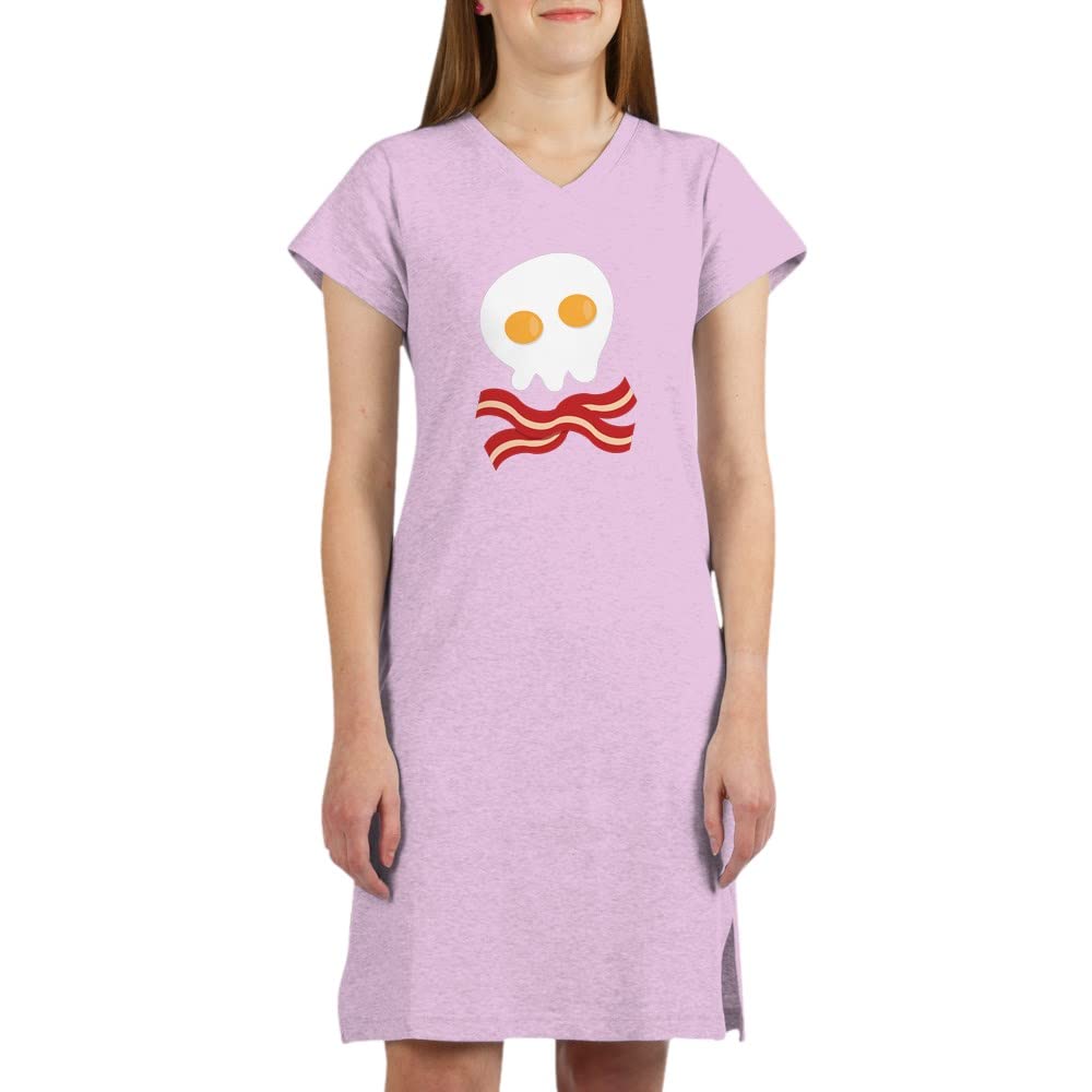 Bacon and Eggs Skull Nightshirt - Funny Graphic Sleep Shirt for Men & Women - Perfect for Halloween, Sleepovers & Lazy Mornings