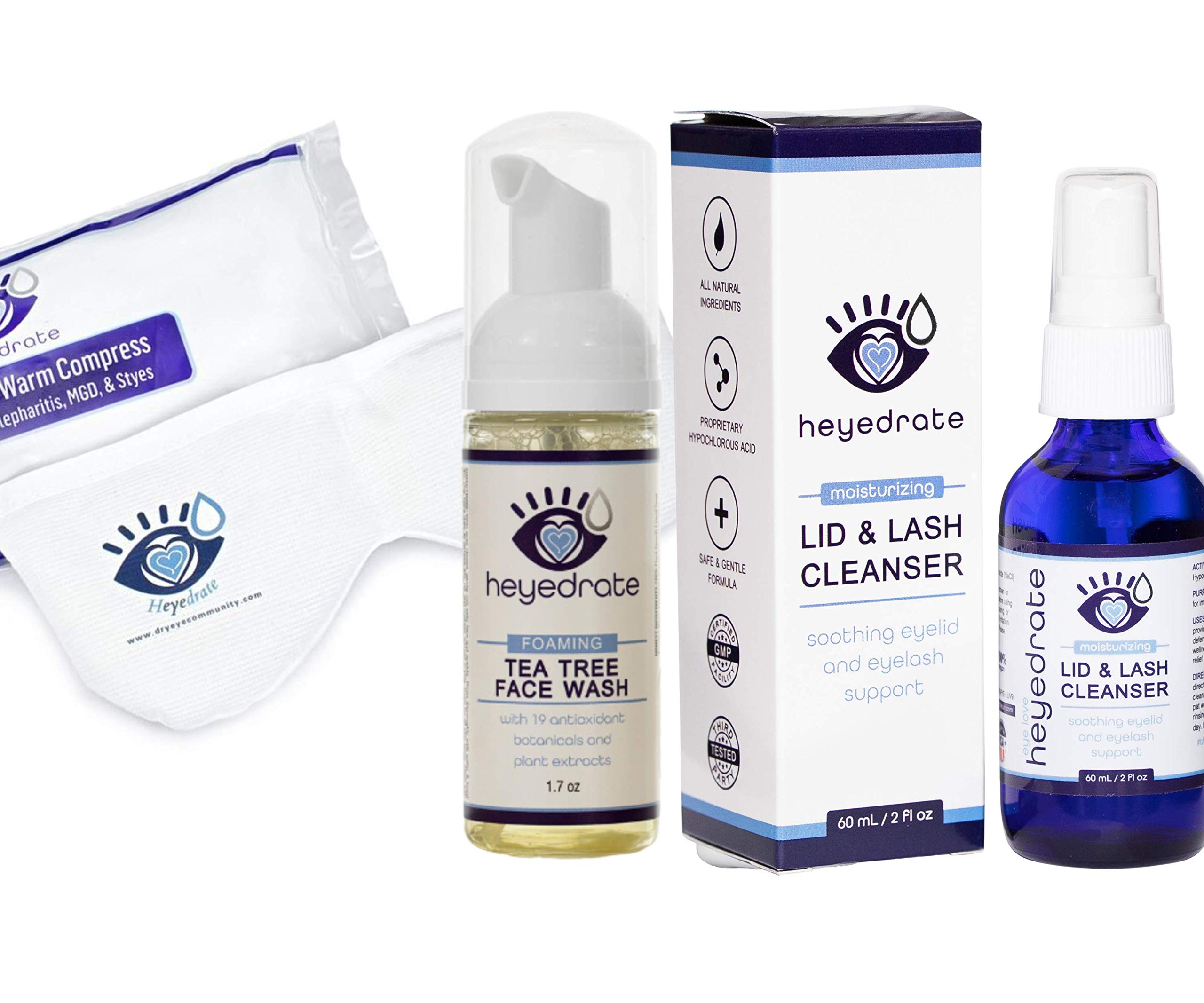Eyelid Irritation Relief Kit with Lid & Lash Cleanser, Gentle Face Wash & Warm Compress Mask - Soothing Treatment for Dry Eyes, Blepharitis & Stye Relief - Perfect for Daily Eye Care & Post-Makeup Cleansing