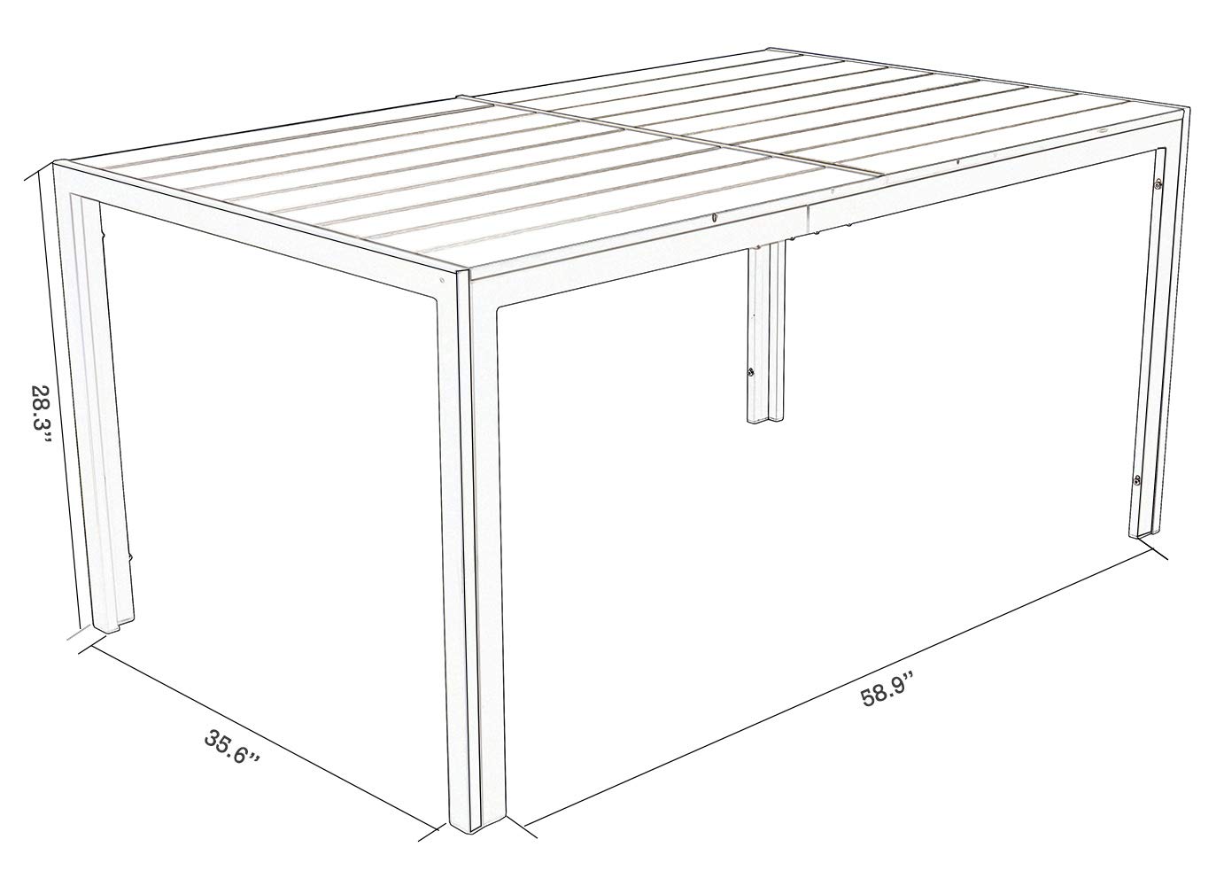 Kozyard 35.6'x58.9' Rectangle Outdoor Patio Dining Table with Wood-Like Laminate Top - Seats 6, Perfect for Porch, Deck, Garden & Indoor Use (Brown)