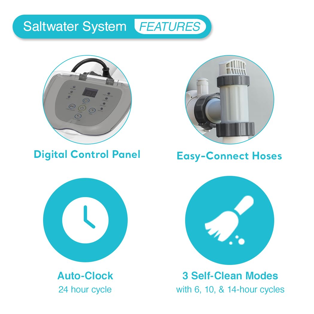 Intex 2800 GPH Sand Filter Pump with Krystal Clear Saltwater System & Auto Timer - Above Ground Pool Filter System for Inground & Outdoor Swimming Pools | Easy Maintenance & Crystal Clear Water