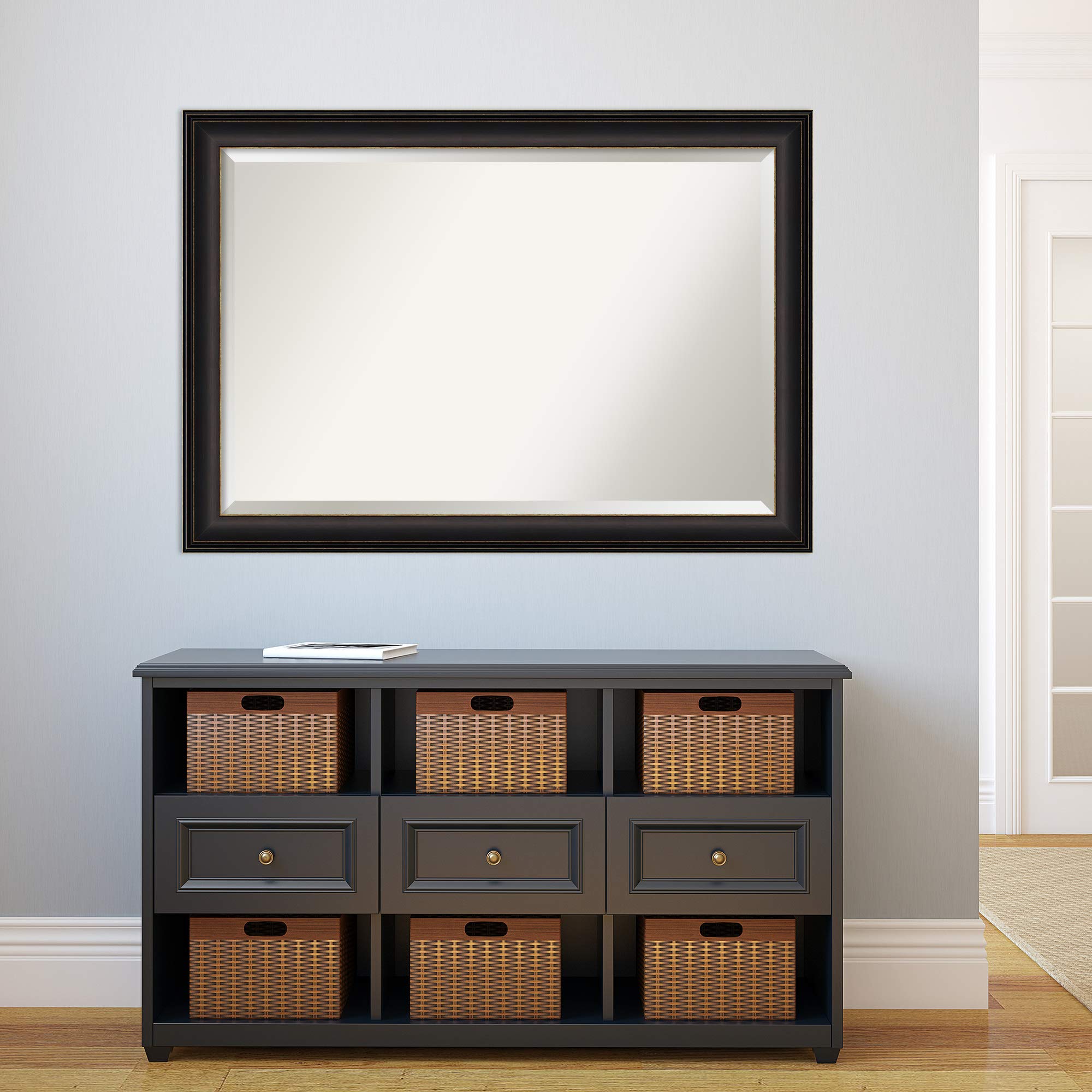 Amanti Art Vanity Brown Framed Bathroom Mirror 36x24 Inches - Oil Rubbed Bronze Finish for Elegant Powder Room, Bedroom or Entryway Decor