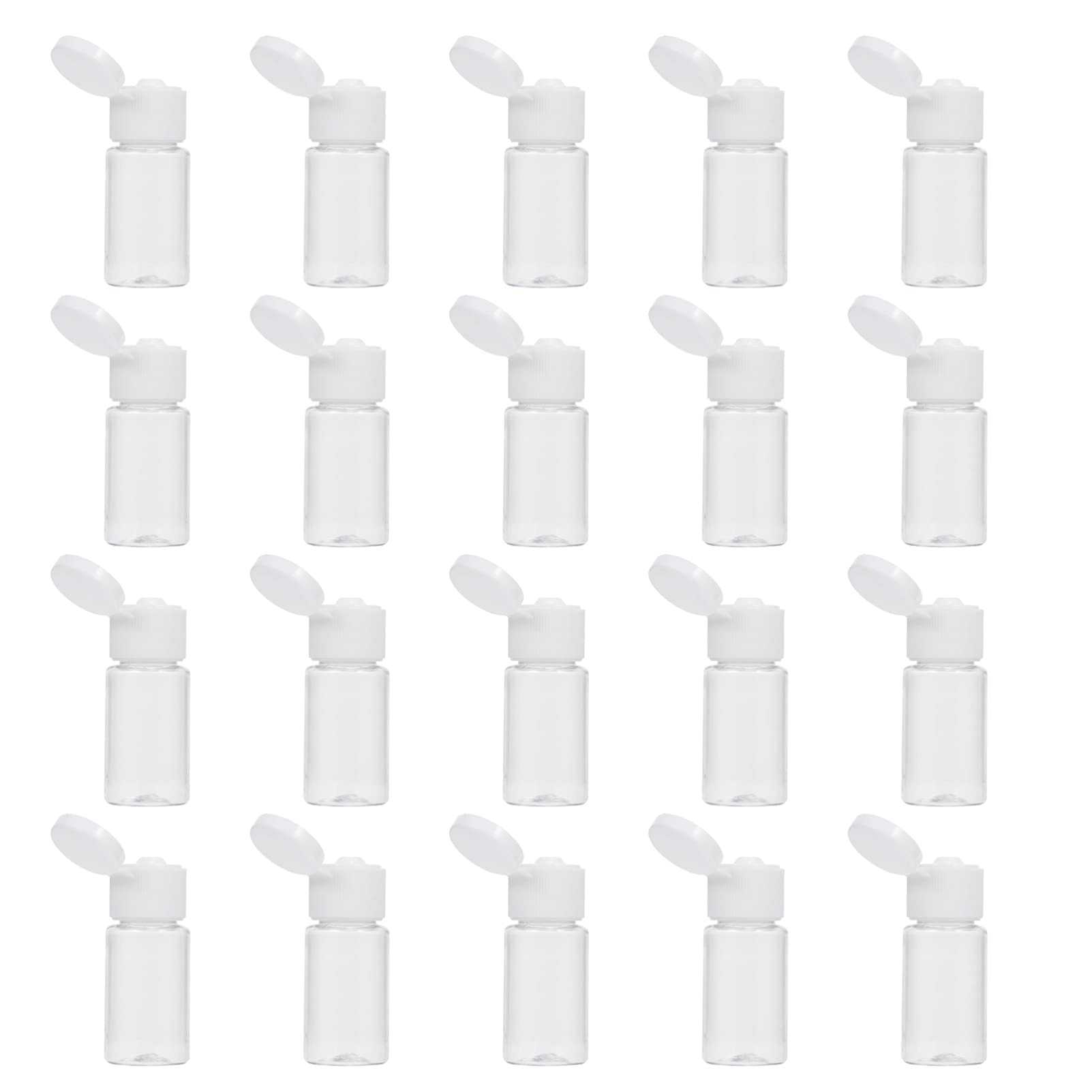 HEMOTON 20 Pack 10ml Clear Plastic Travel Bottles with Flip Top Caps - Leak Proof Cosmetic Containers for Makeup, Toiletries, Shampoo & Lotion - Perfect for Travel, Gym, Home & DIY Beauty Products