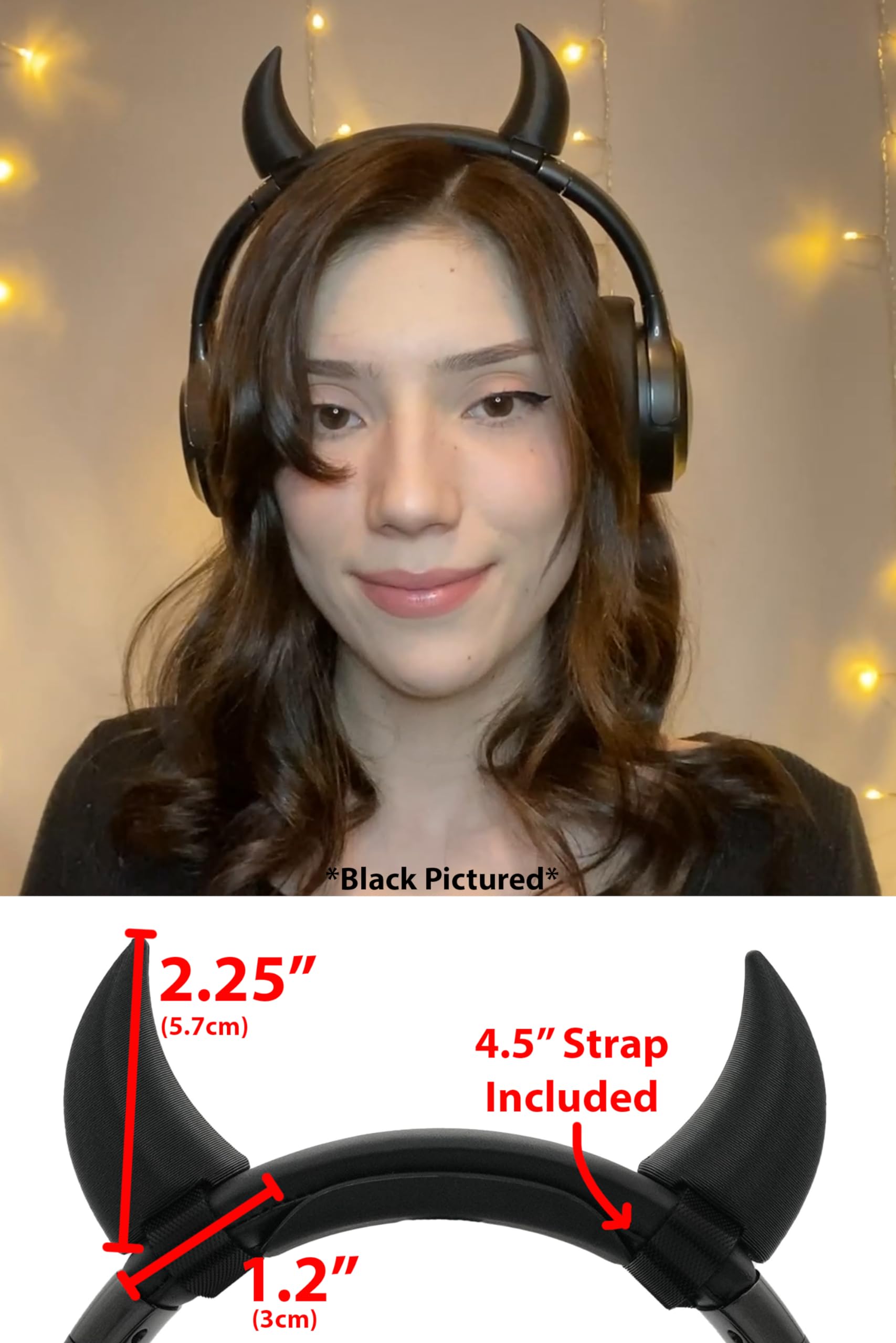 Black & White Striped Devil Horns Headband - Cute & Fun Headphone Accessory for Cosplay, Halloween, Music Festivals & Parties