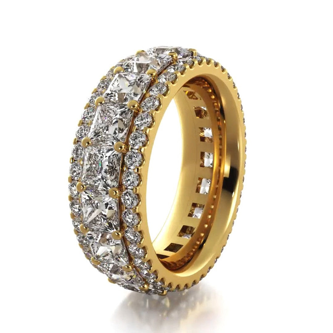 3.23 Carat Princess & Round Cut Diamond Eternity Wedding Band Ring for Women - Perfect for Engagement, Anniversary & Bridal Jewelry Gifts