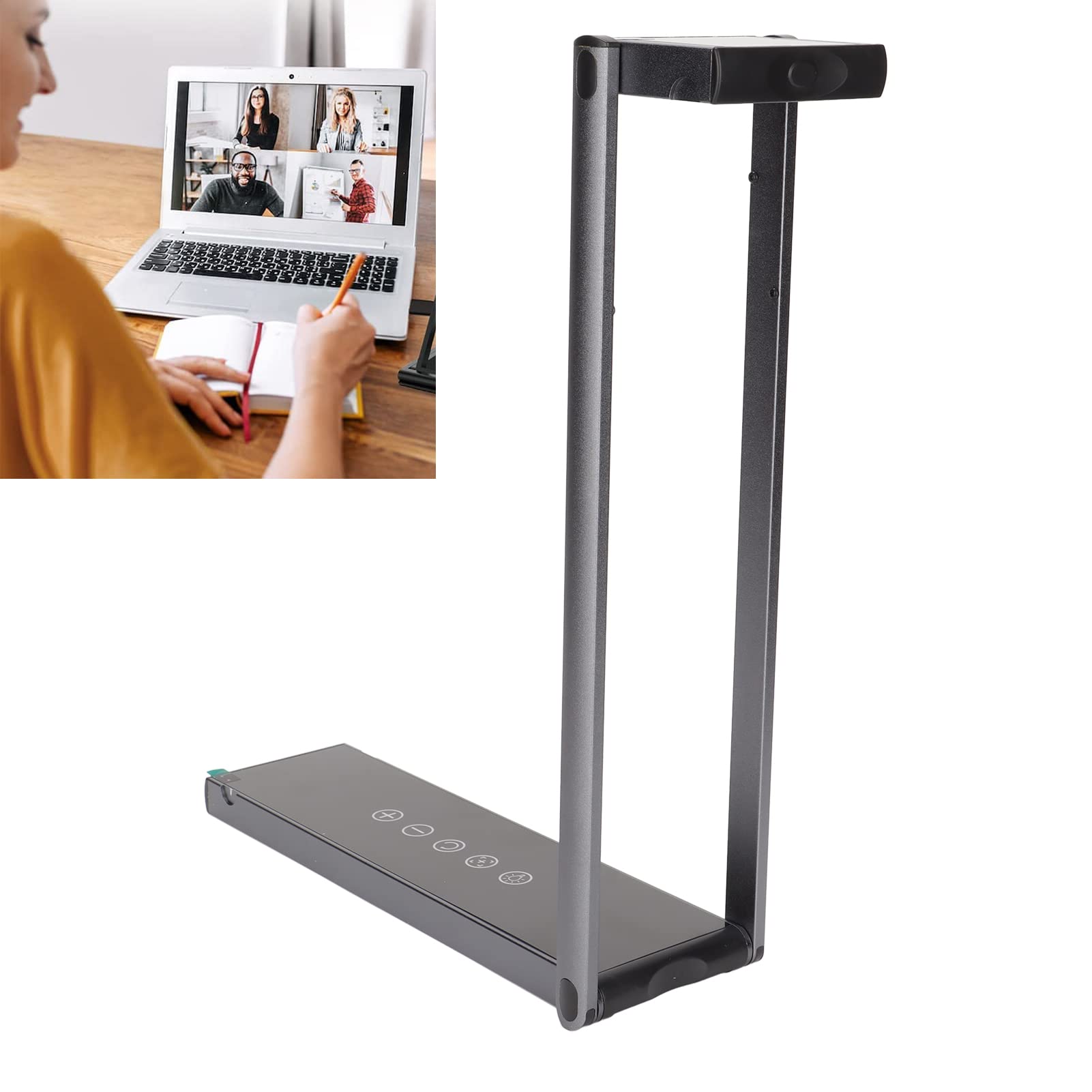2 in 1 13MP 4K A3 Document Scanner & Webcam with 6 LED Lights - Foldable USB Document Camera for Online Teaching, Live Streaming, Remote Work & Picture Scanning | Brightness Adjustment & Portable Design