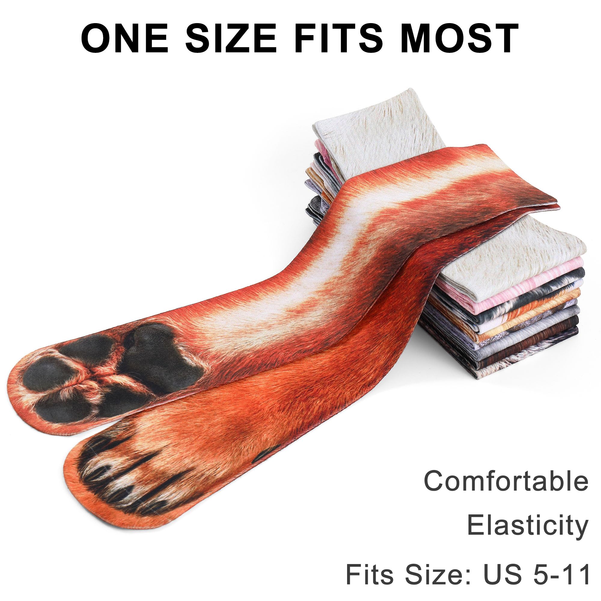 Funny 3D Animal Paw Socks - Cute Cat Tiger Dog Crew Socks for Men Women | Novelty Gifts for Pet Lovers, Christmas Stocking Stuffers | Perfect for Cosplay, Costume Parties & Lazy Days at Home