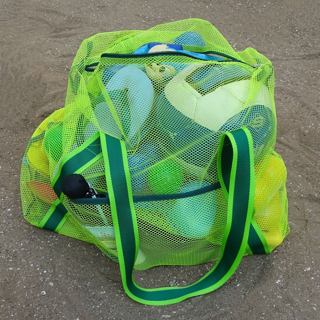 Large Zippered Beach Bag - Lightweight Mesh Toy Storage for Pool, Sand & Swim Gear - Perfect for Beach Trips, Pool Parties & Outdoor Adventures