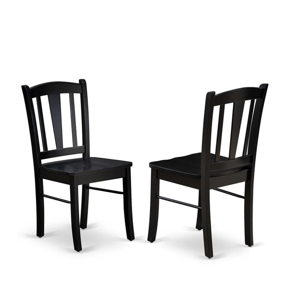 East West Furniture SHDL3-BLK-W 3-Piece Round Dining Table Set with Pedestal Base & 2 Chairs, 42x42 Inch, Black - Perfect for Small Spaces, Apartments & Cozy Kitchens
