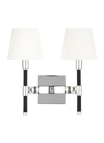 Generation Lighting Katie 2-Light Double Wall Sconce - 13.38 Inch Tall, 13.5 Inch Wide - Polished Nickel Finish - Perfect for Bedroom, Hallway & Living Room Wall Decor