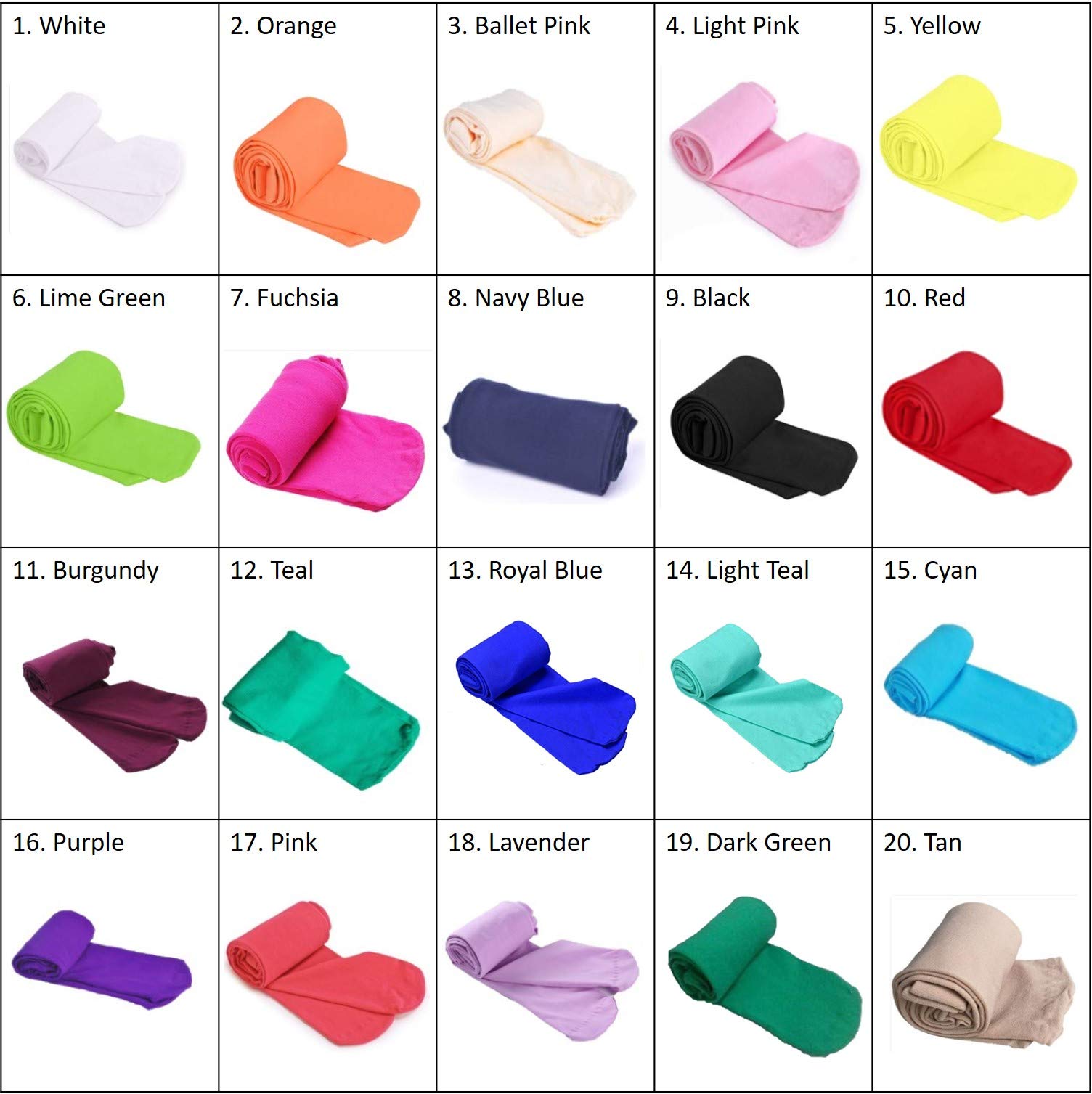19 Colors Aslana Ballet Dance Pantyhose Tights Leggings Stockings for Kids Girls - Super Soft Microfiber Footed Tights for Ballet, Dance Class, Gymnastics & Everyday Wear