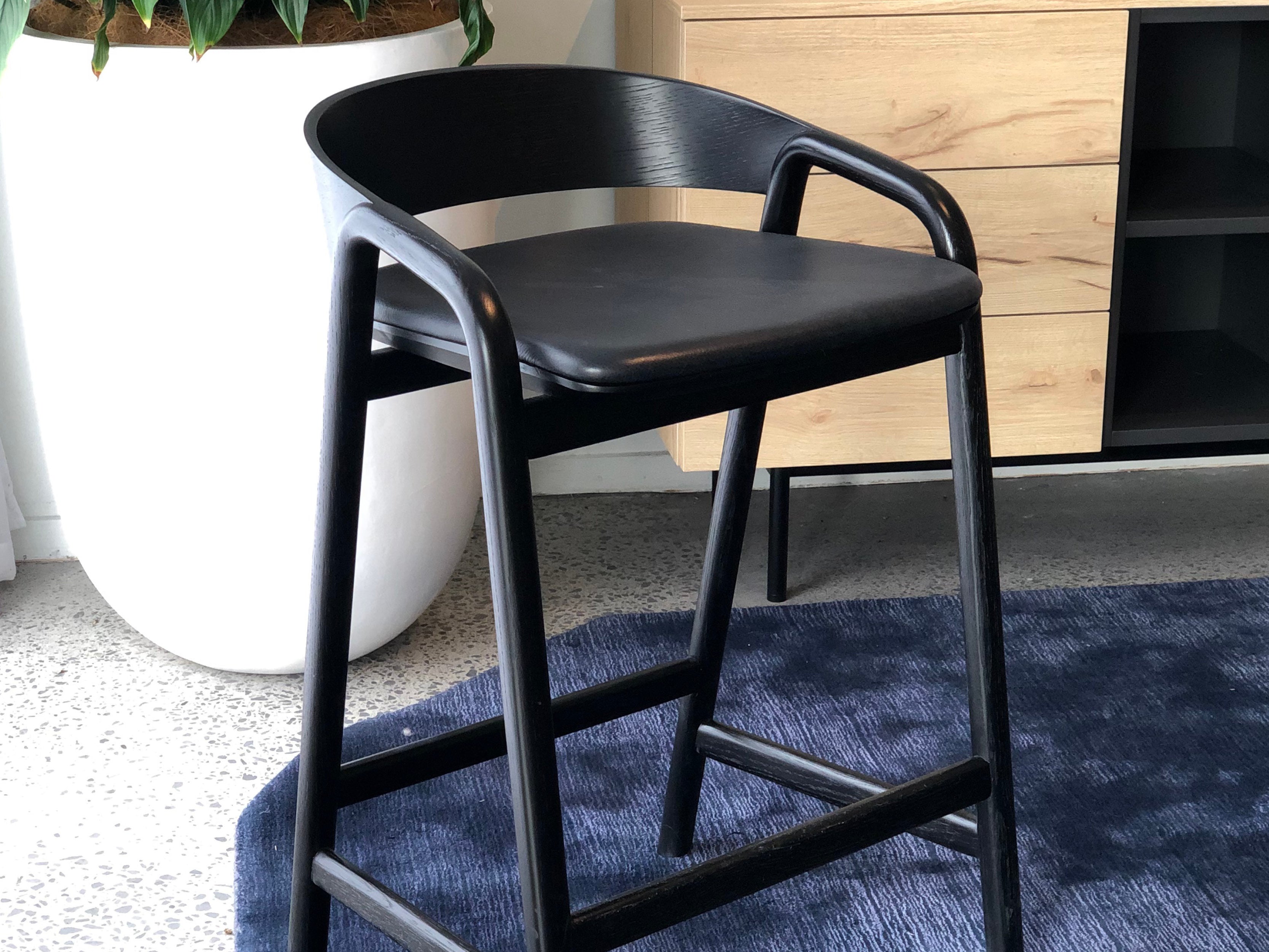 Modern Inlay Counter Stool - Wooden Bar Stool with Comfortable Seat - Perfect for Kitchen Islands, Breakfast Bars & Home Decor