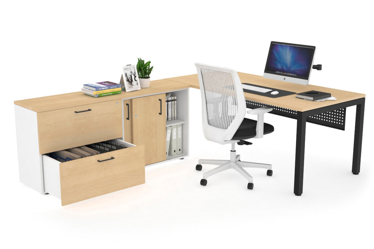 Quadro Square Executive Black Frame Office Desk [1800L x 700W] - Modern Workspace Solution for Home & Business Offices