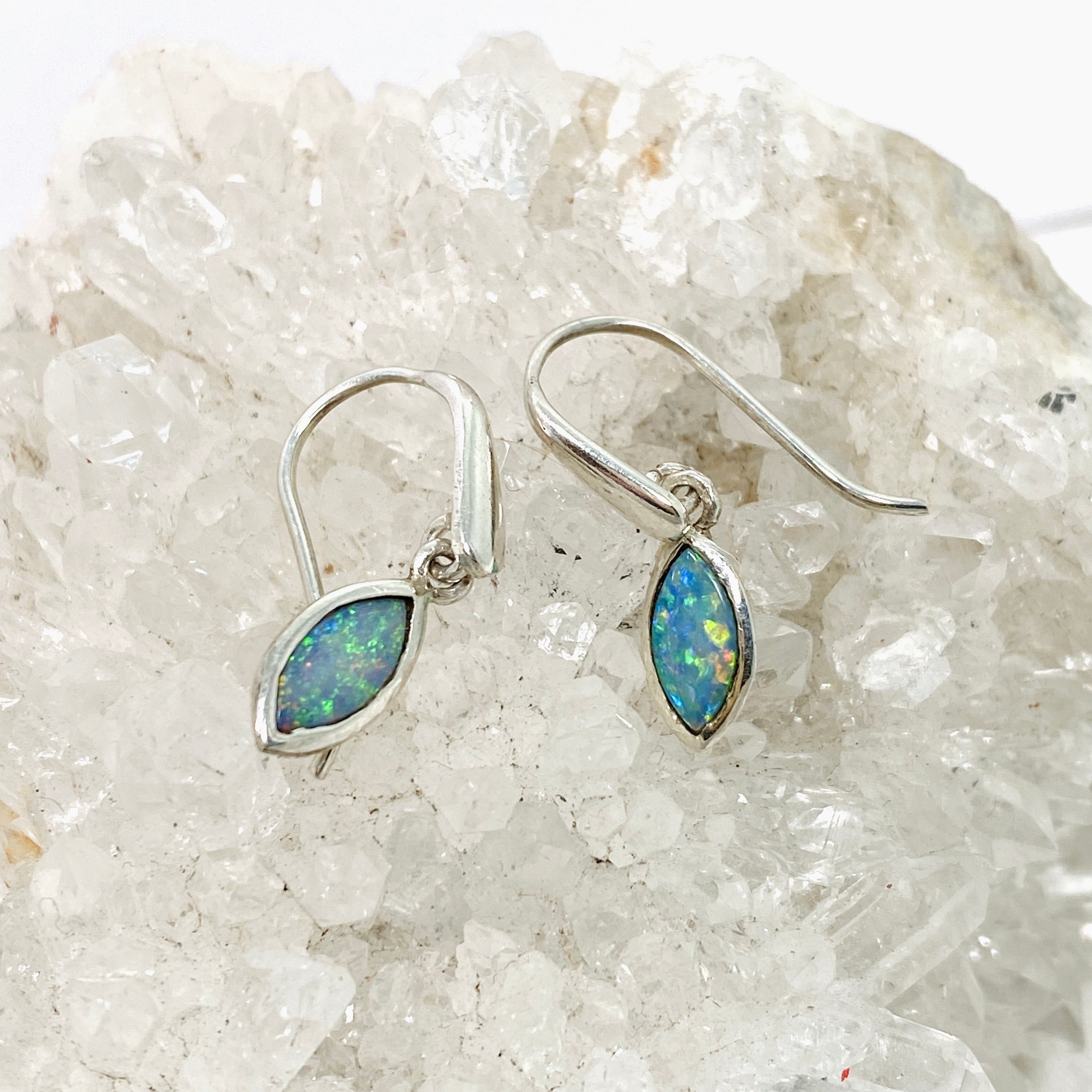 Opal Solid (Lightning Ridge) Marquise Cabochon Earrings - Natural Australian Gemstone Jewelry for Women | Perfect for Weddings, Parties & Special Occasions
