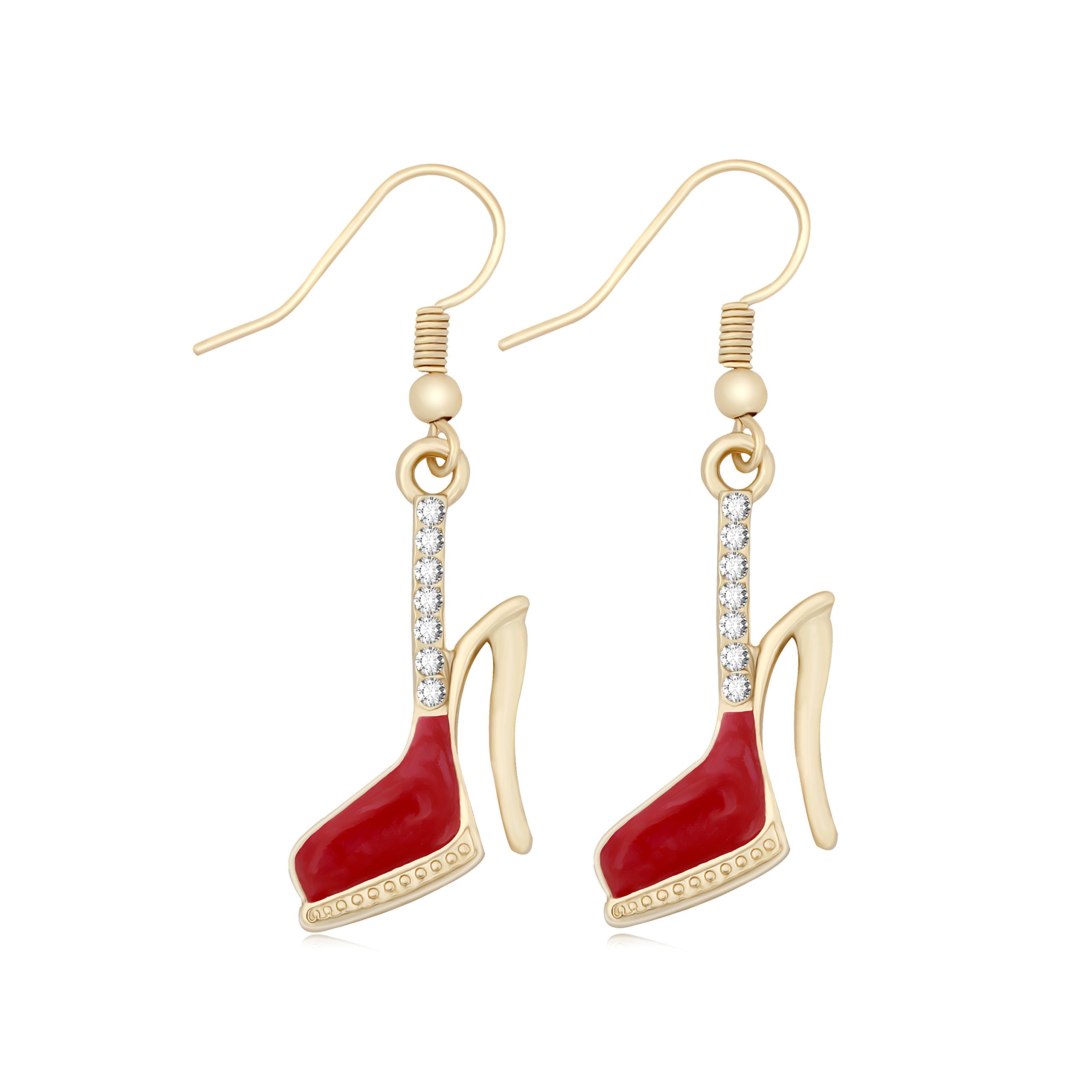 NOUMANDA Crystal Red High Heel Dangle Earrings for Women - Elegant Fashion Jewelry for Parties, Weddings & Date Nights