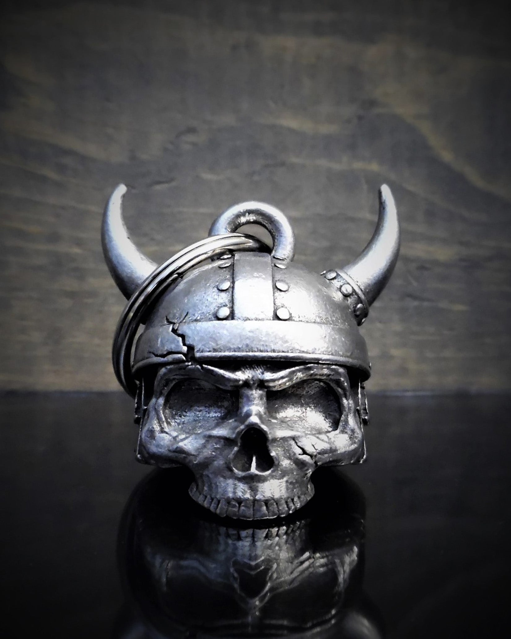 Viking Skull Motorcycle Bell - Guardian Bell for Bikers, Protection Charm for Harley, Cruiser & Chopper - Perfect Gift for Riders & Motorcycle Enthusiasts