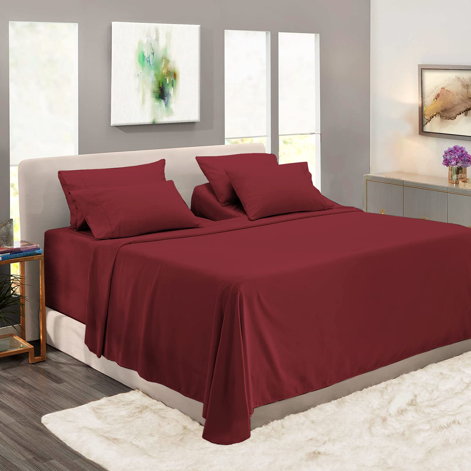 Pizuna 800 Thread Count 100% Long Staple Cotton Sateen Sheet Set - Split King Size for Adjustable Beds, Ultra Soft & Breathable, Fits Up to 15