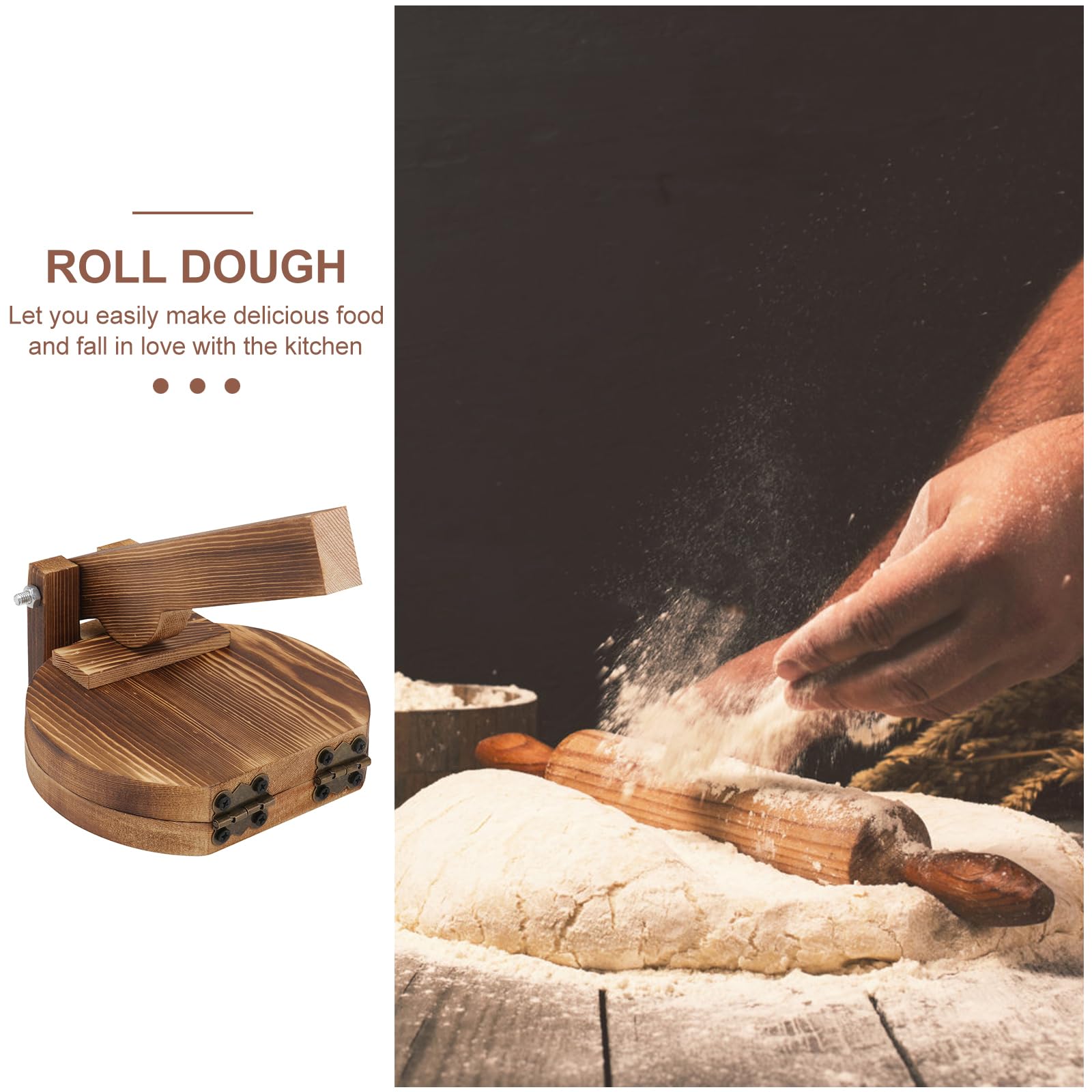 Angoily Wooden Tortilla Press & Dumpling Mold - Pre-Seasoned for Flour Tortillas, Roti, Dosa & More | Perfect for Home Cooking, Mexican Cuisine & Asian Dishes