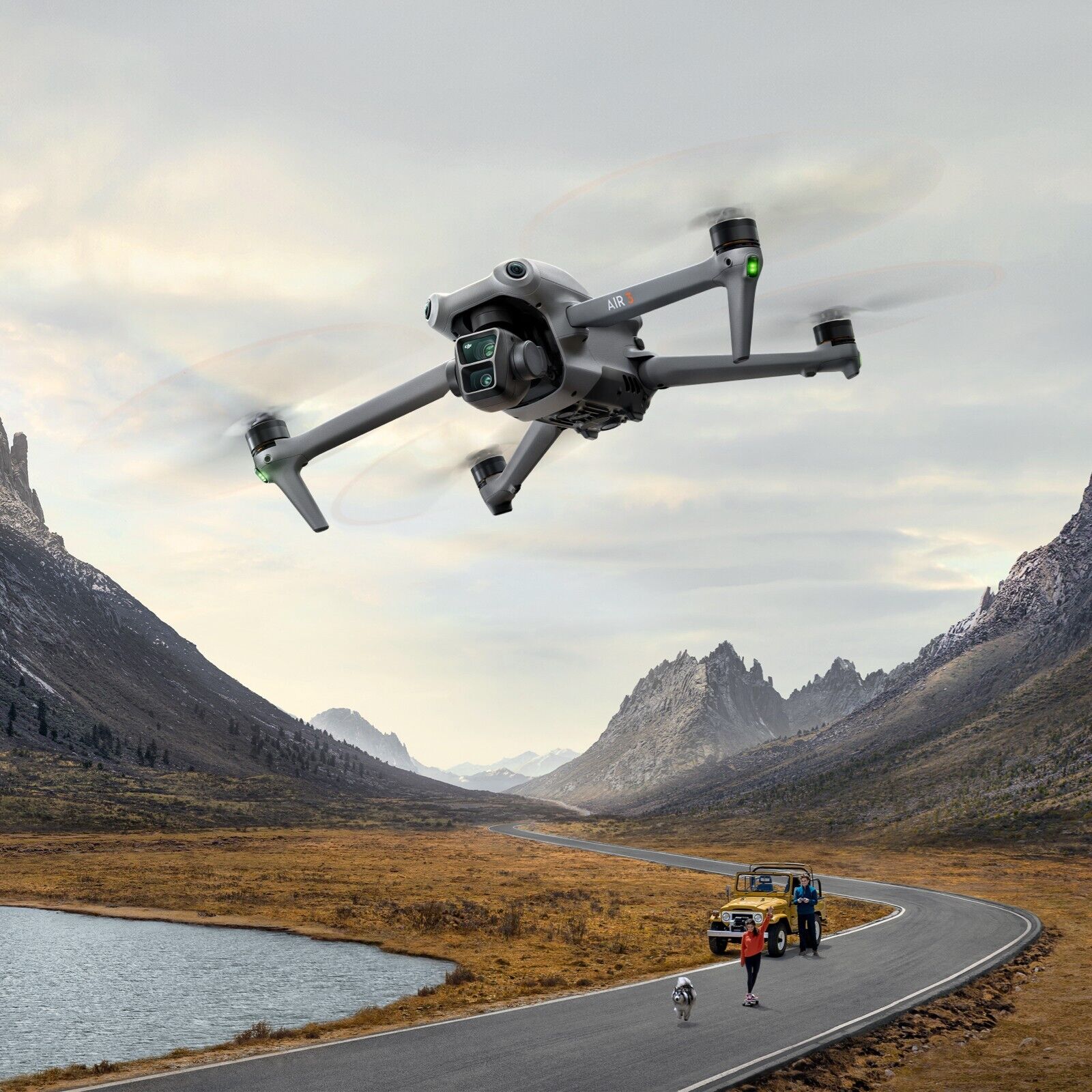 DJI Air 3 Drone with DJI RC N2 Controller - 4K Dual Camera, 46-Min Flight Time, Omnidirectional Obstacle Avoidance for Aerial Photography, Travel & Outdoor Adventures