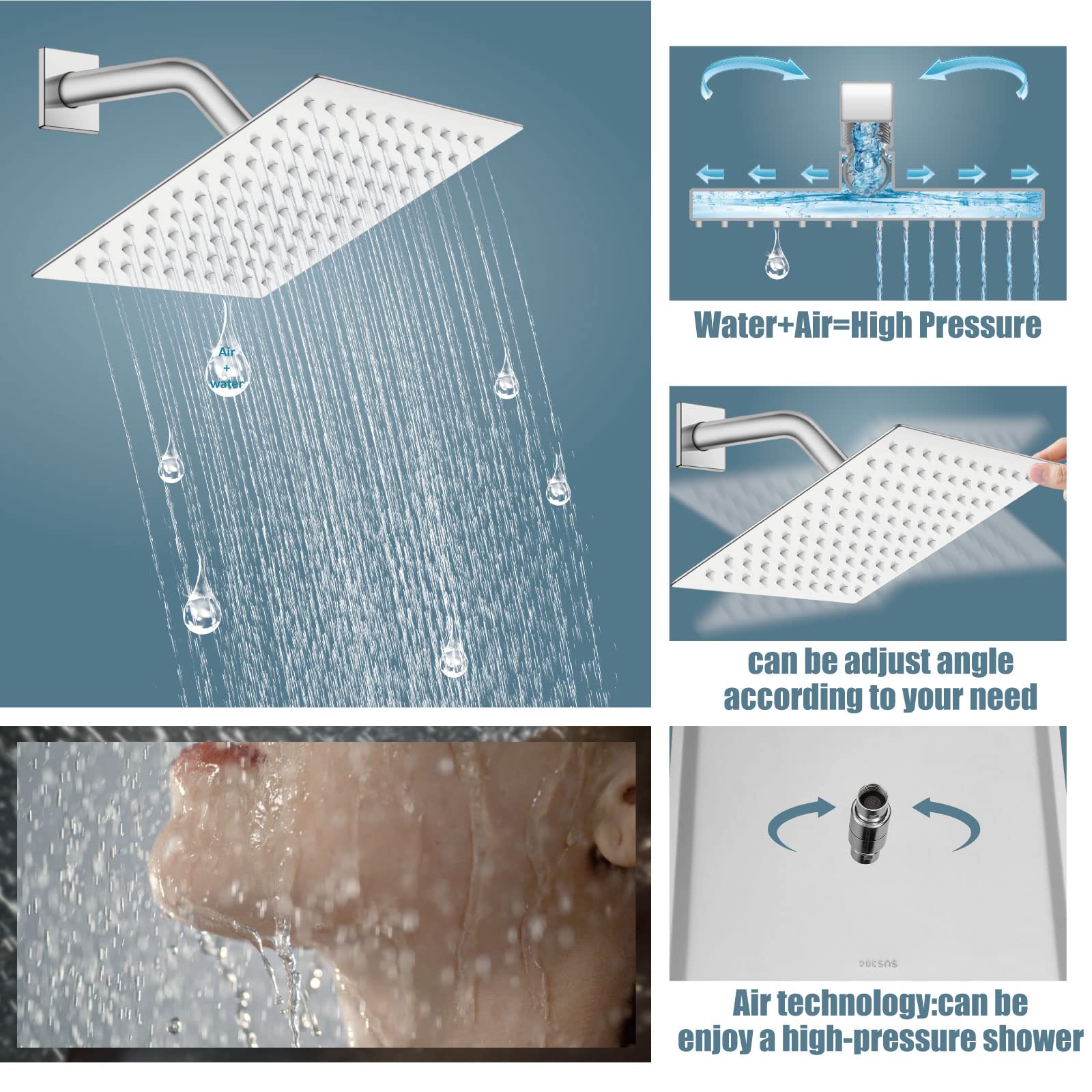 Luxury Aolemi Rainfall Shower System Combo Set - 8 Inch Polish Chrome Shower Head, Handheld Shower, Tub Filler & Wall Mount Mixer Faucet with Rough-in Valve | Perfect for Modern Bathroom Renovation & Spa-Like Shower Experience