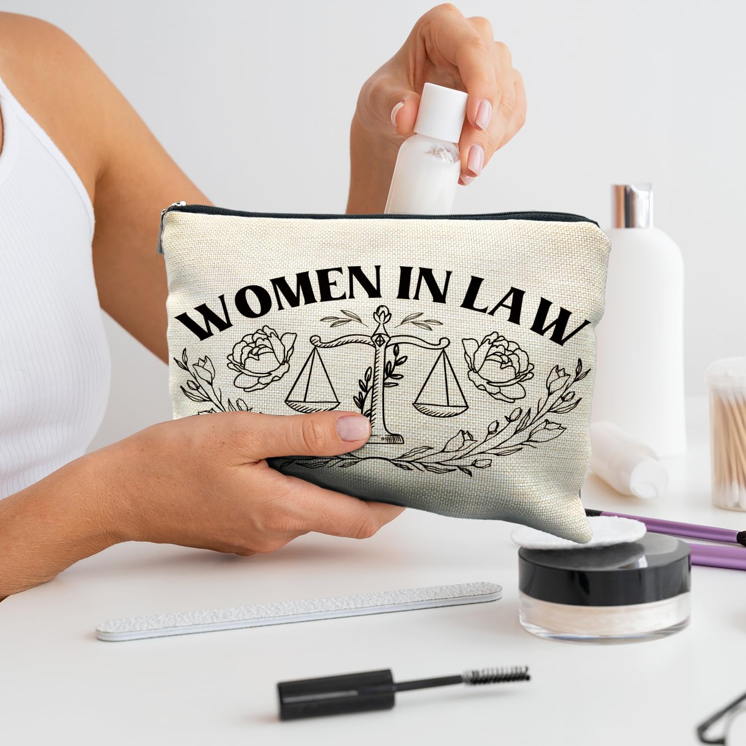 Lawyer Makeup Bag for Women - Perfect Law School Graduation Gift & Professional Cosmetic Pouch - Ideal for Female Attorneys, Legal Professionals & Law Students (Great for Court, Office & Travel)