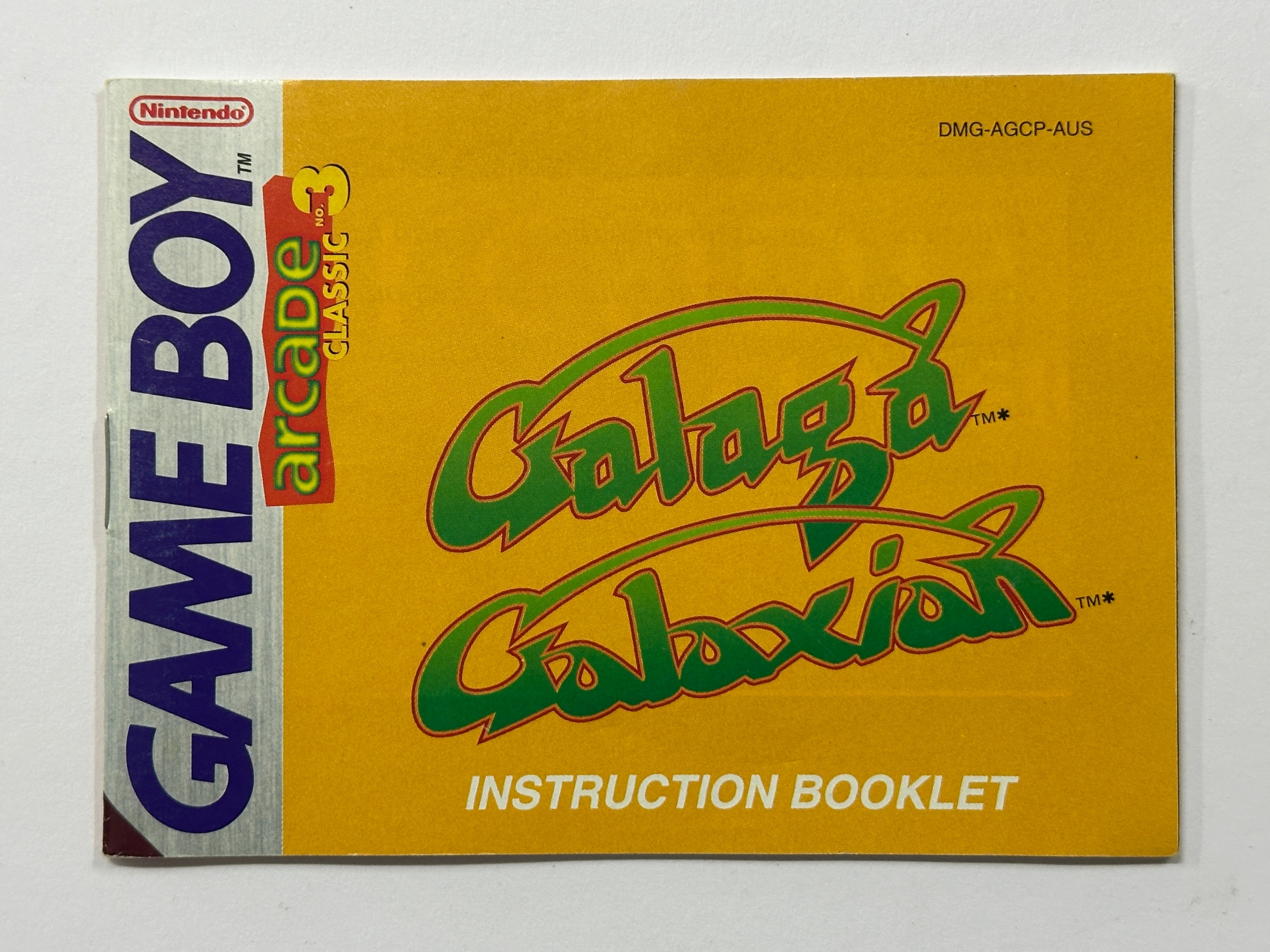 Galaga & Galaxian Game Boy Instruction Manual - Retro Gaming Guide for Nintendo Game Boy Classic Arcade Games