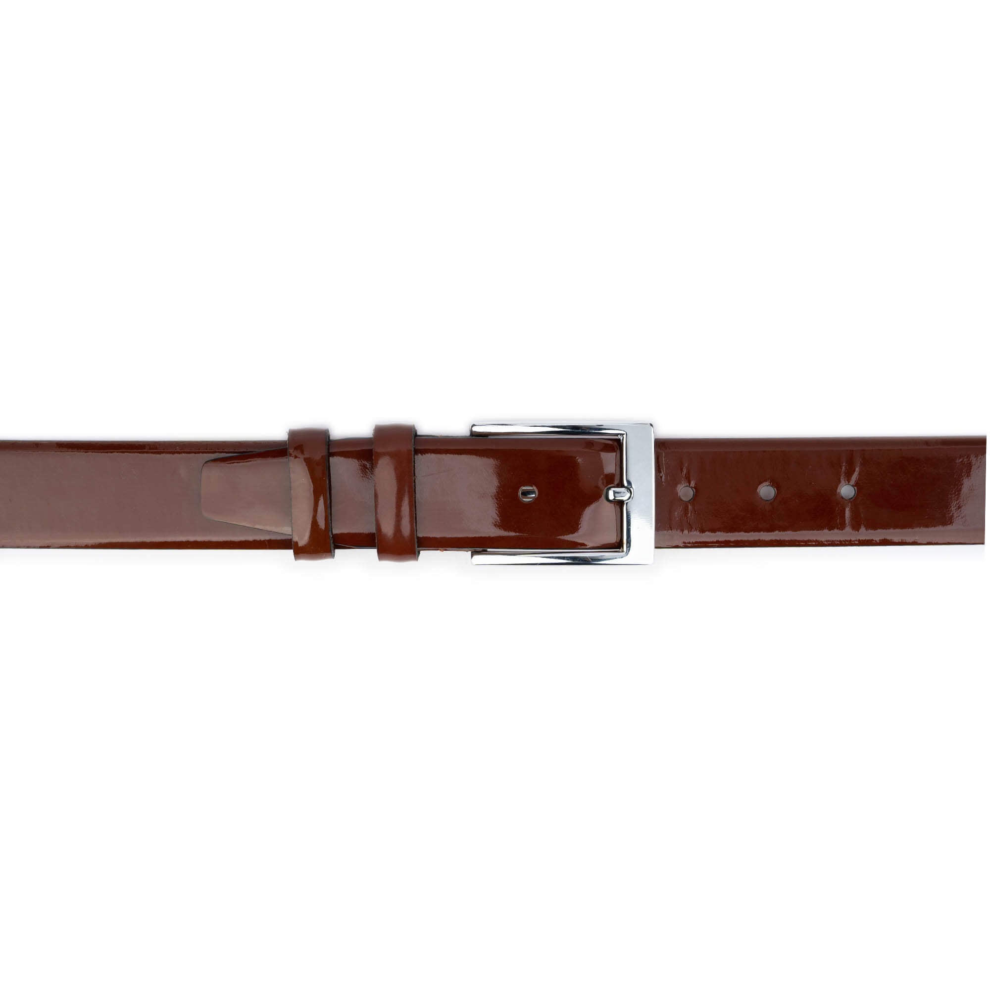 Premium Men's Genuine Brown Patent Leather Dress Belt - 3.5 cm Width - Formal & Business Attire Accessory for Office, Weddings & Special Occasions