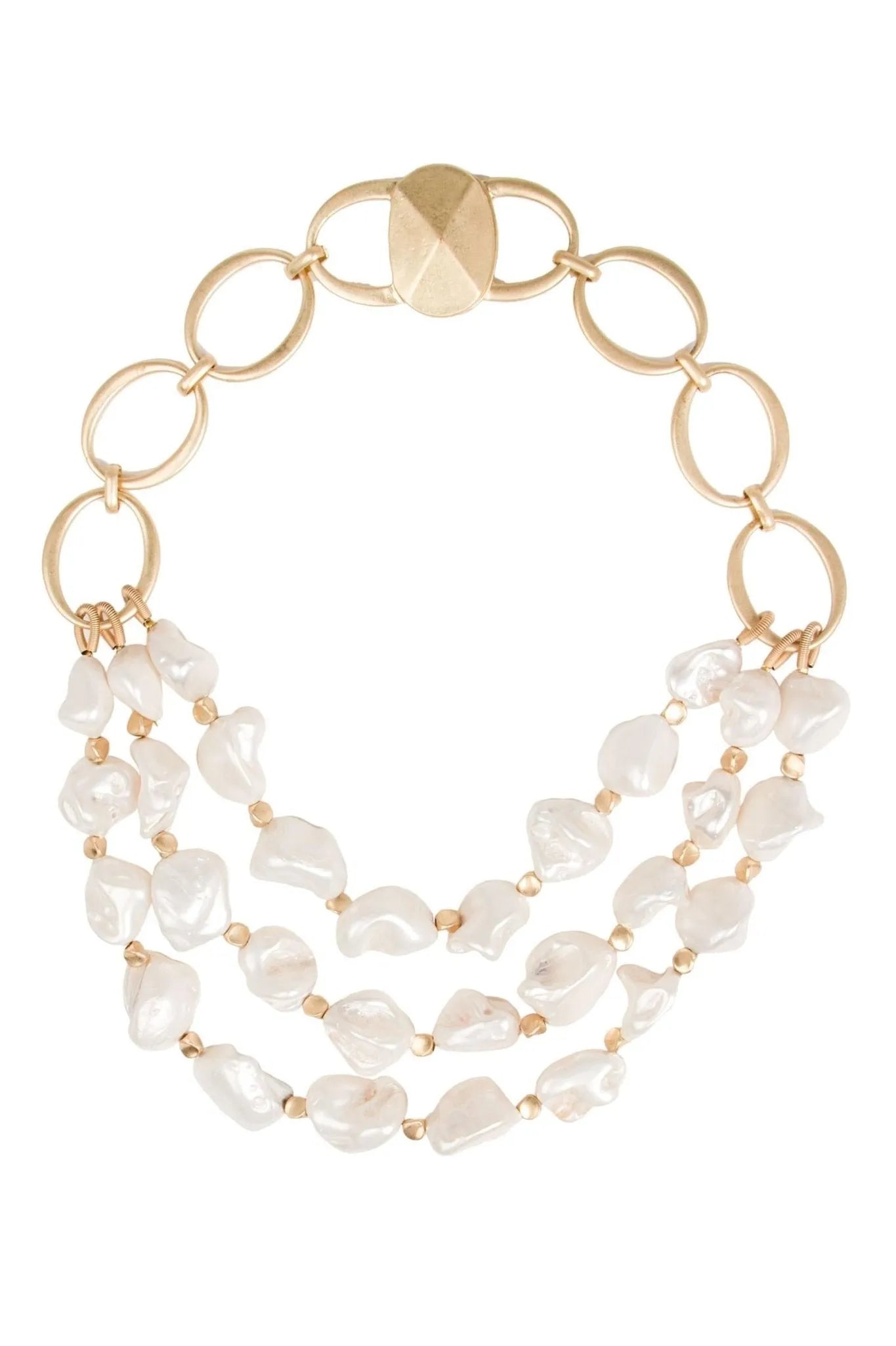 Chunky Pearl Multi Chain Necklace for Women - Elegant Layered Pearl Jewelry for Party, Wedding & Evening Wear - Trendy Fashion Statement Accessory