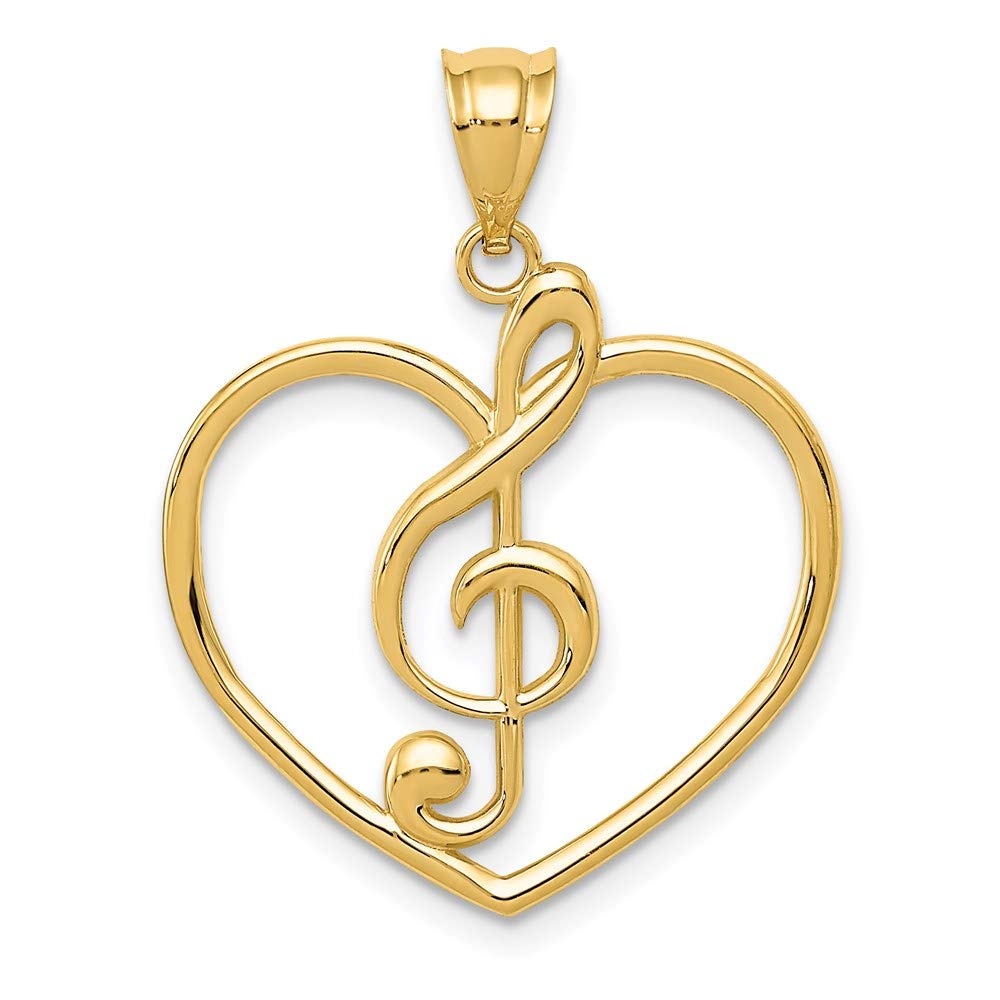 14k Gold Treble Clef Heart Pendant for Music Lovers
