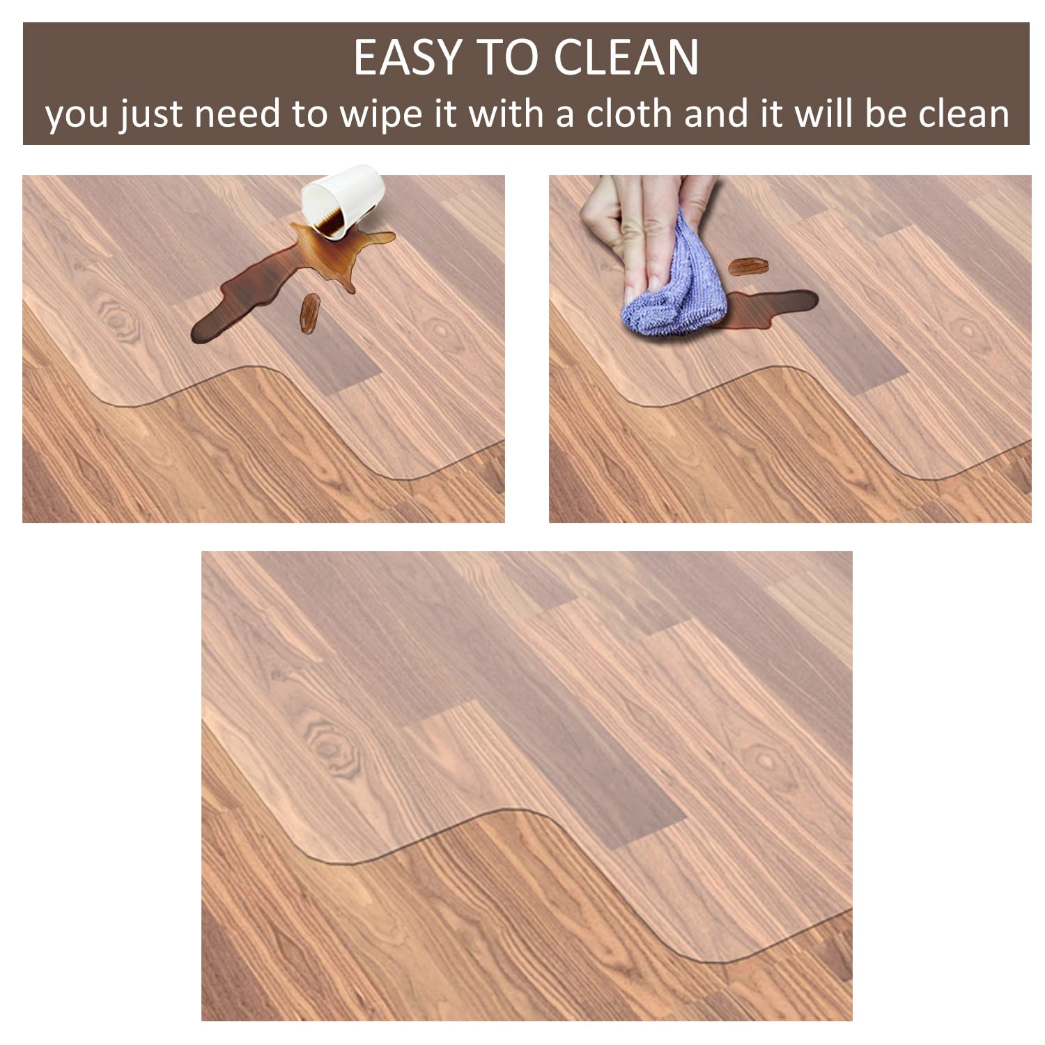 48x48 Clear Chair Mat for Hardwood Floors - Non-Slip Office Chair Floor Protector for Computer Desks | Perfect for Home Office, Gaming Setup & Workspace Protection
