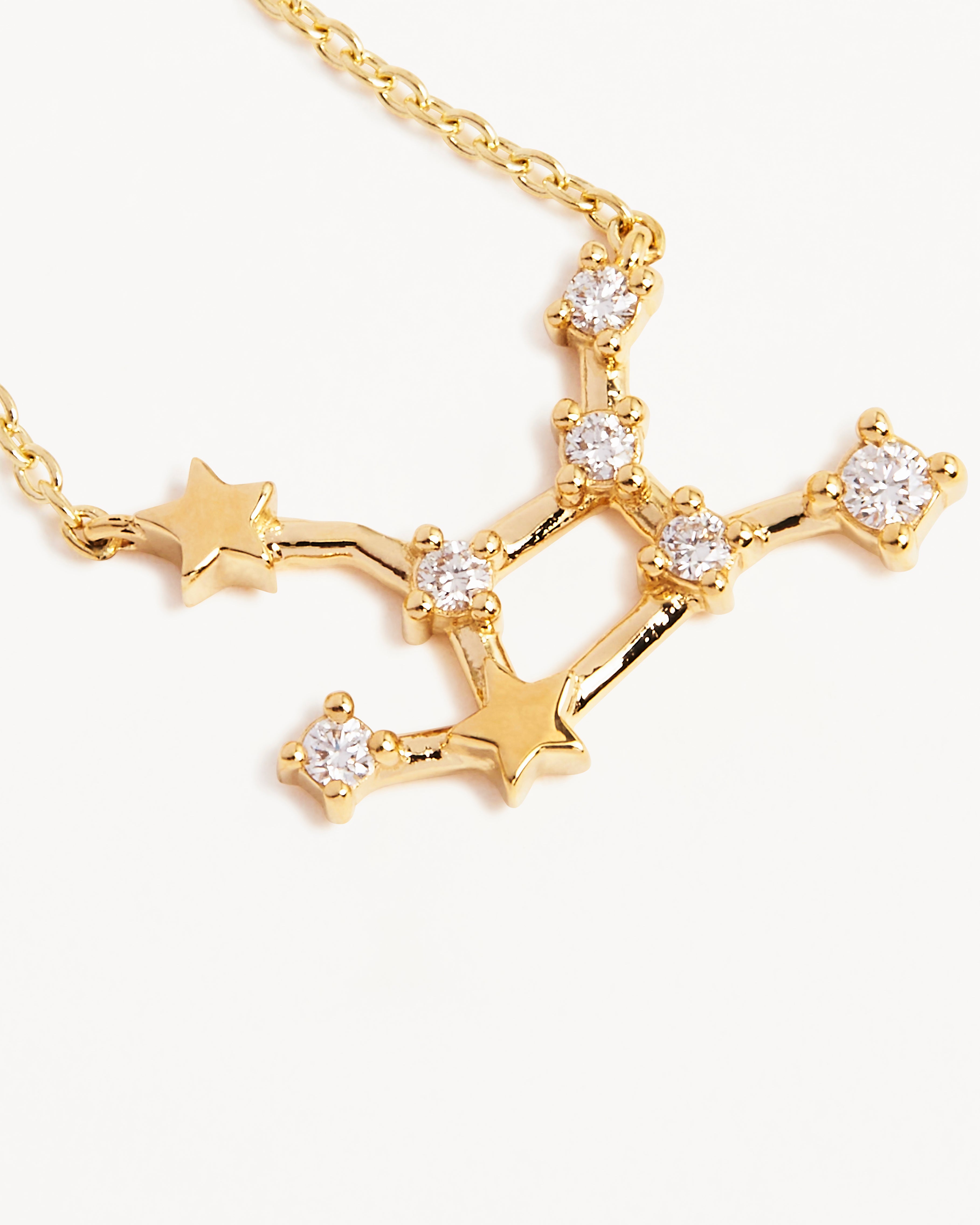 14K Solid Gold Starry Night Zodiac Constellation Diamond Necklace for Virgo - Elegant Zodiac Jewelry Gift for Women, Perfect for Birthday, Anniversary & Special Occasions
