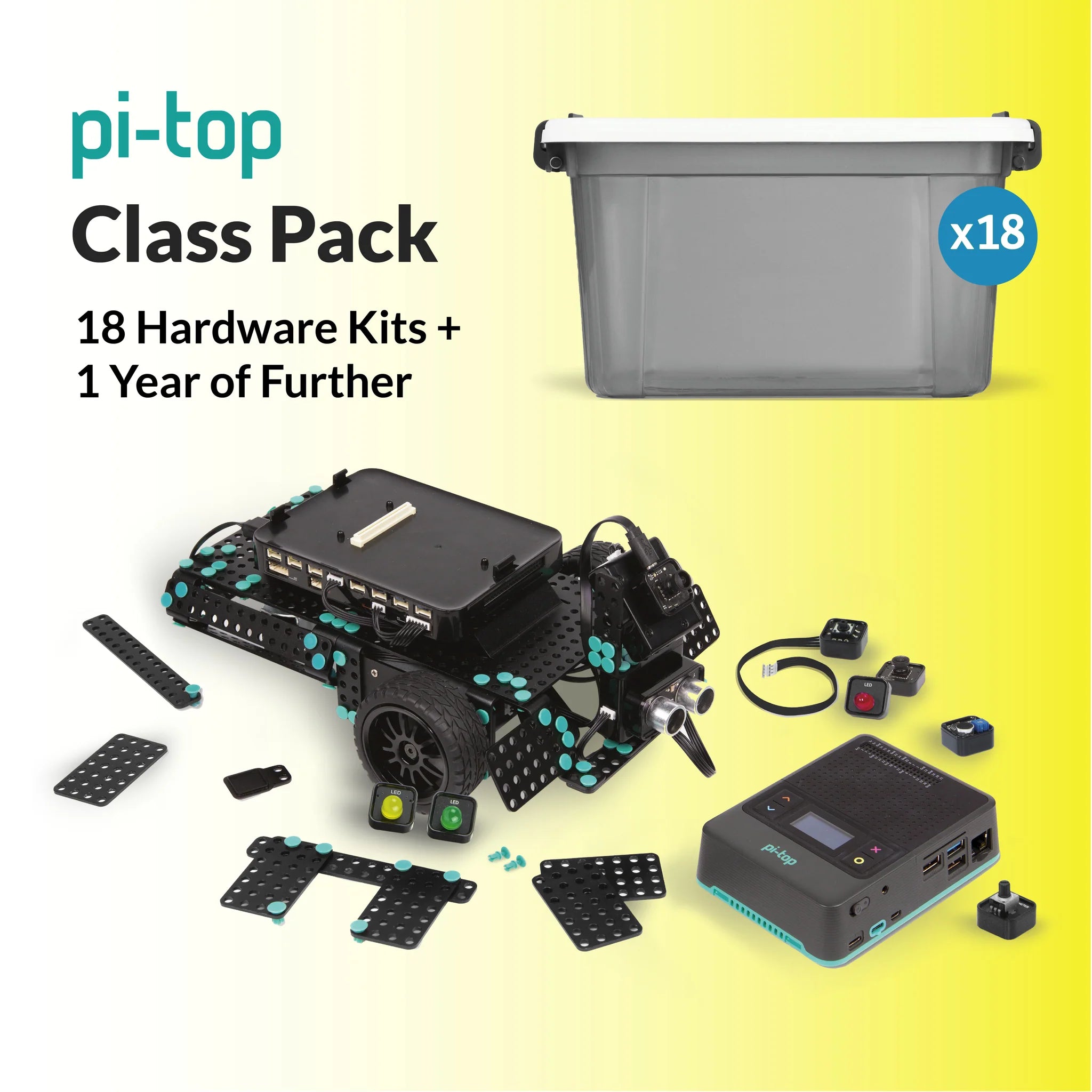 pi top: CS & Robotics Class Pack - STEM Learning Kit for Coding, Electronics & Robotics Projects - Perfect for Classrooms, Makerspaces & Home Learning