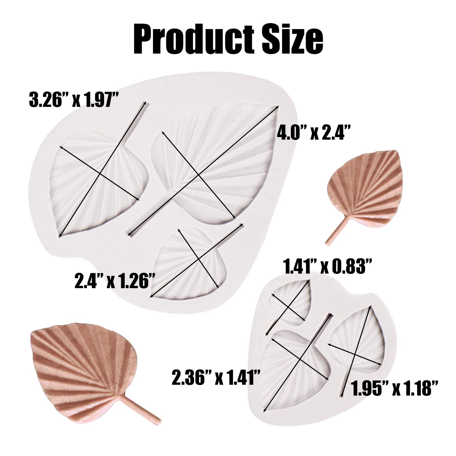 Boho Fondant Molds Silicone - 3D Fan Palm Leaf Shape Candy Chocolate Molds for Cupcake Toppers, Cake Decorations, Polymer Clay & Resin Crafts - Perfect for Boho Wedding, Birthday Party & DIY Home Decor