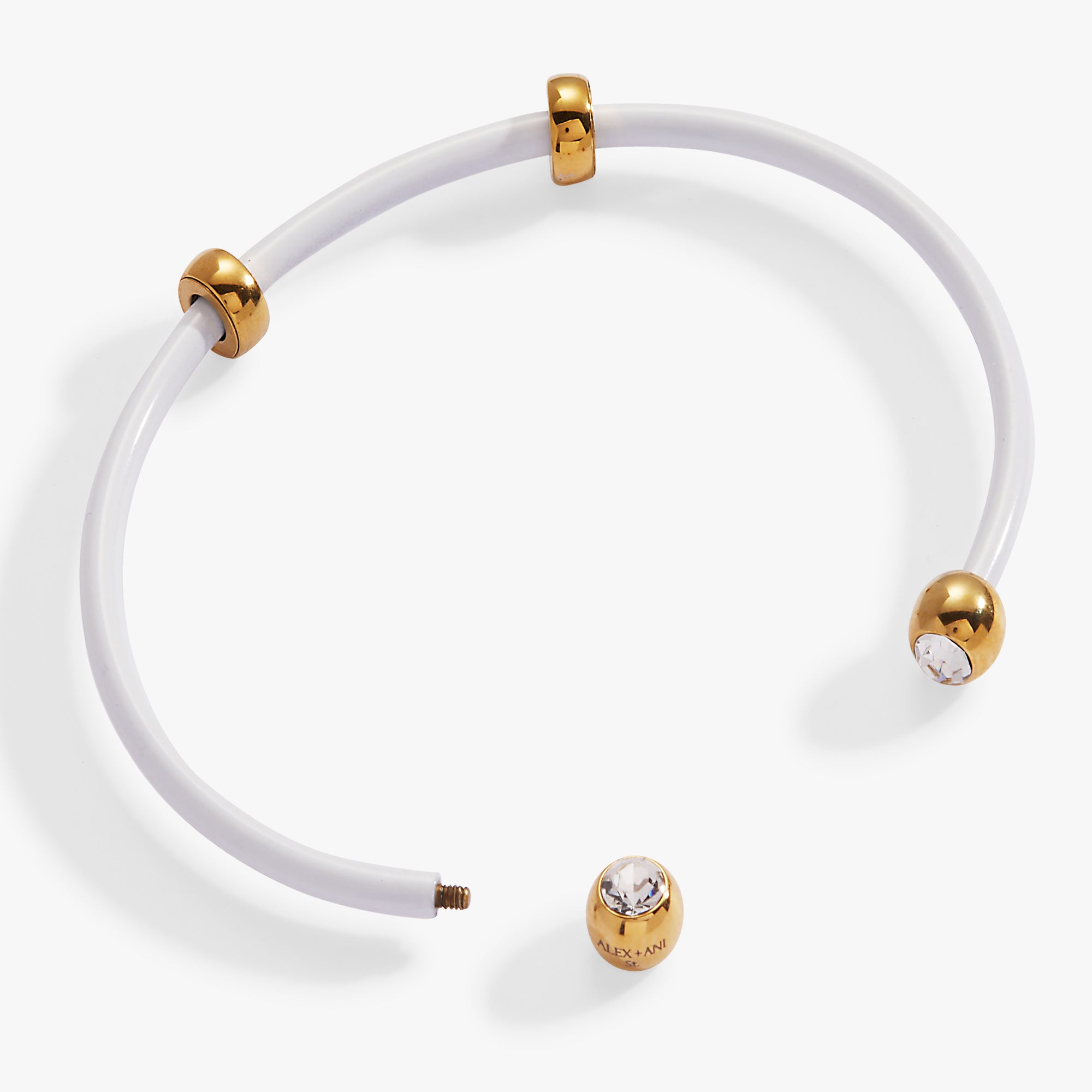 Elegant Bezel Stone Enamel Cuff Bracelet in White - Perfect for Women's Fashion Accessories & Special Occasions