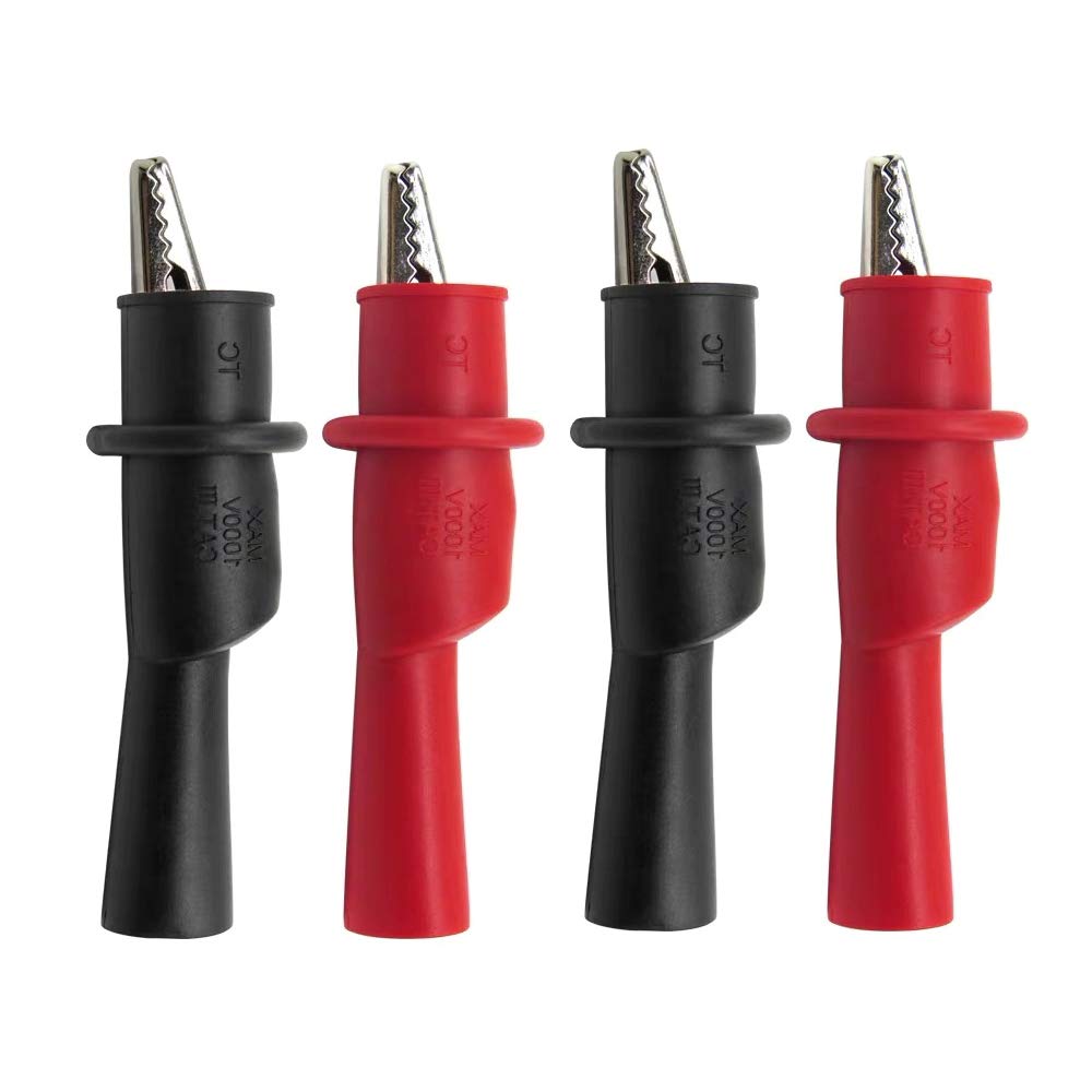 4PCS 1000V 10A Heavy Duty Silicone Alligator Clips Test Leads with Banana Plugs - Professional Electrical Testing Probes for Circuit Testing, Wiring & Automotive Diagnostics - Perfect for Electronics Lab, DIY Projects, Home Repair & Car Maintenance
