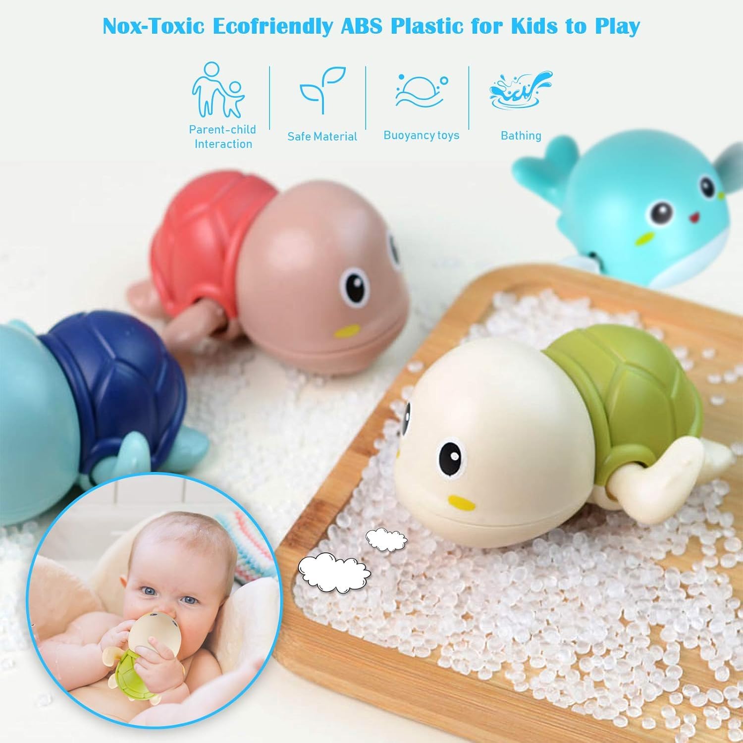 **4 Pack Baby Bath Toys for Toddlers 1-3 Years - Floating Wind-up Swimming Pool Toys, Bathtub & Beach Water Play Set for Kids Boys Girls - Perfect Christmas Gift for Ages 1-6 (Great for Bathtime Fun, Pool Parties & Beach Adventures)**