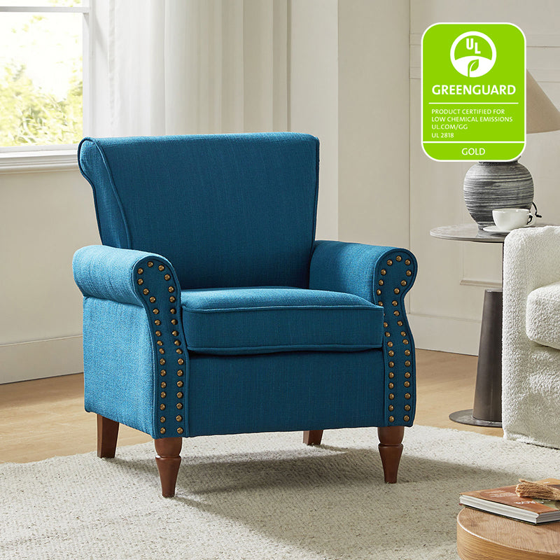 Hypanis Upholstered Armchair with Solid Wood Legs - Modern Living Room Accent Chair for Home, Office & Reading Nook - Comfortable Lounge Chair for Relaxing & Decor
