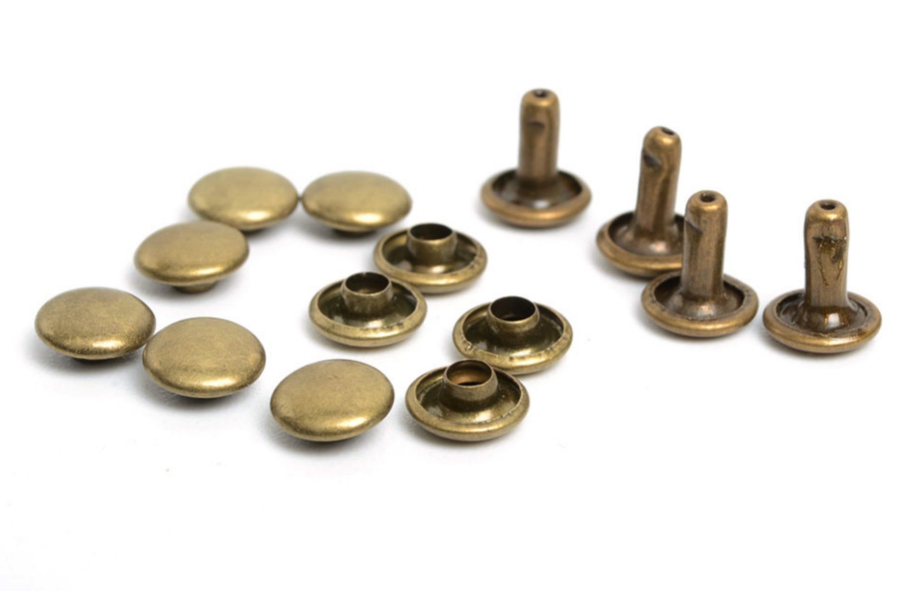 100pcs 9mm Double Cap Antique Brass Round Rivets Studs Nailhead Rock Biker RV229B - Perfect for Leather Craft, DIY Projects, Motorcycle Gear & Furniture Decoration