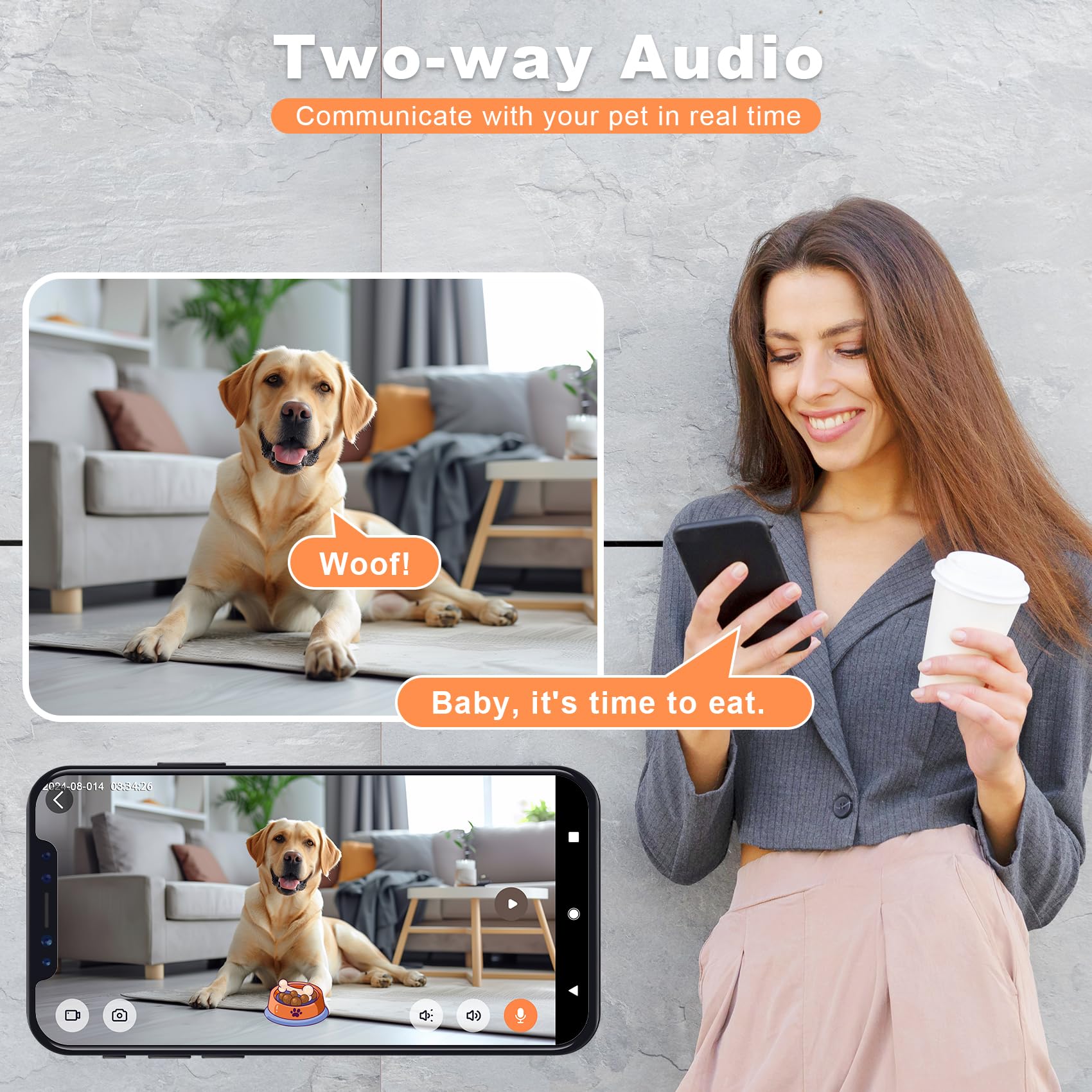 2K Pet Camera with AI Tracking & Treat Dispenser - 360° Security Dog Monitor with Motion Alerts, 2-Way Audio & Local Storage - Perfect for Pet Monitoring at Home or Office (Works with Phone App)