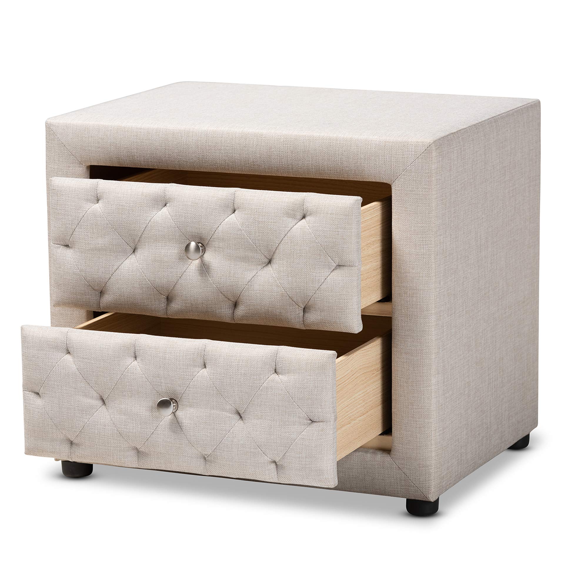Baxton Studio Nightstand - Light Beige Bedside Table with Drawer for Bedroom Furniture | Perfect for Small Spaces, Apartment Living & Guest Rooms