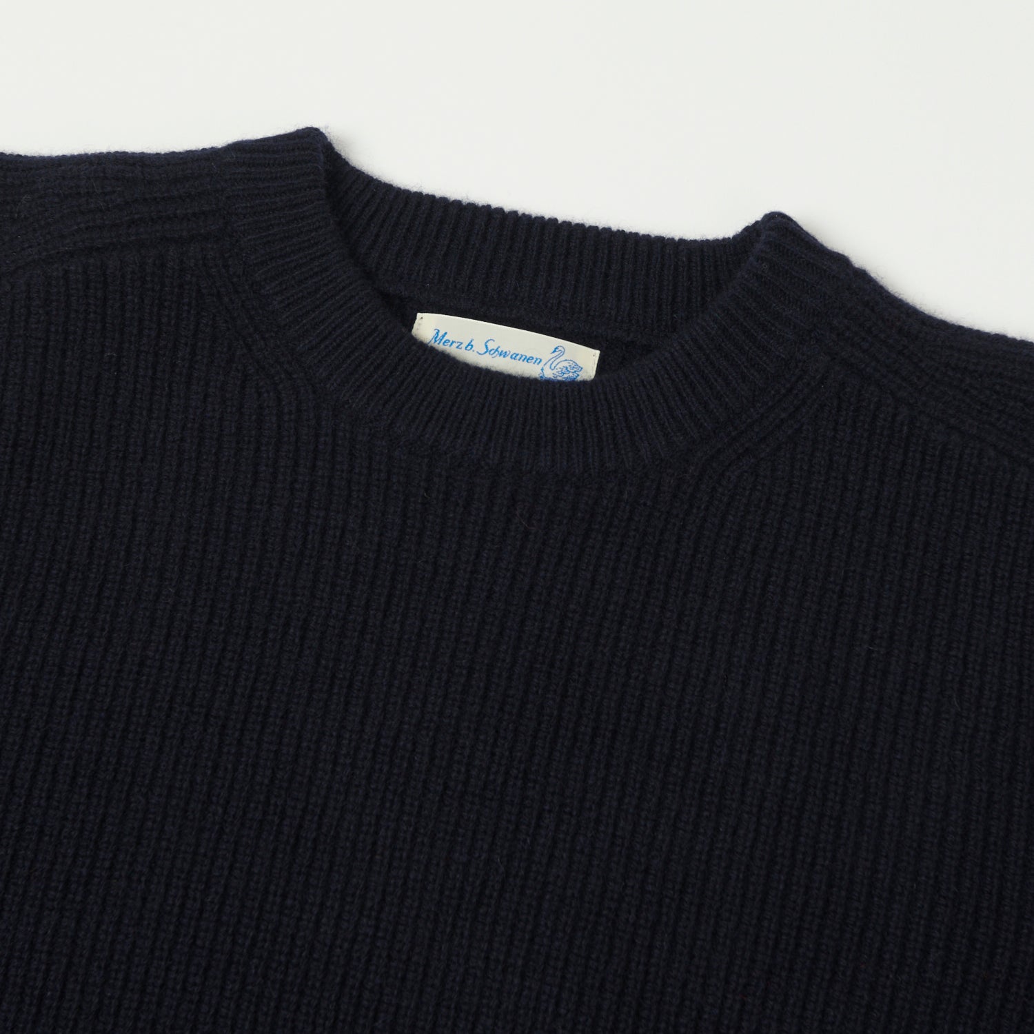 Merz b. Schwanen LOCC02 Ribbed Knit Crew Neck Pullover Sweater - Dark Navy Blue - Men's Casual Winter Warm Slim Fit Cotton Top for Everyday Wear & Layering