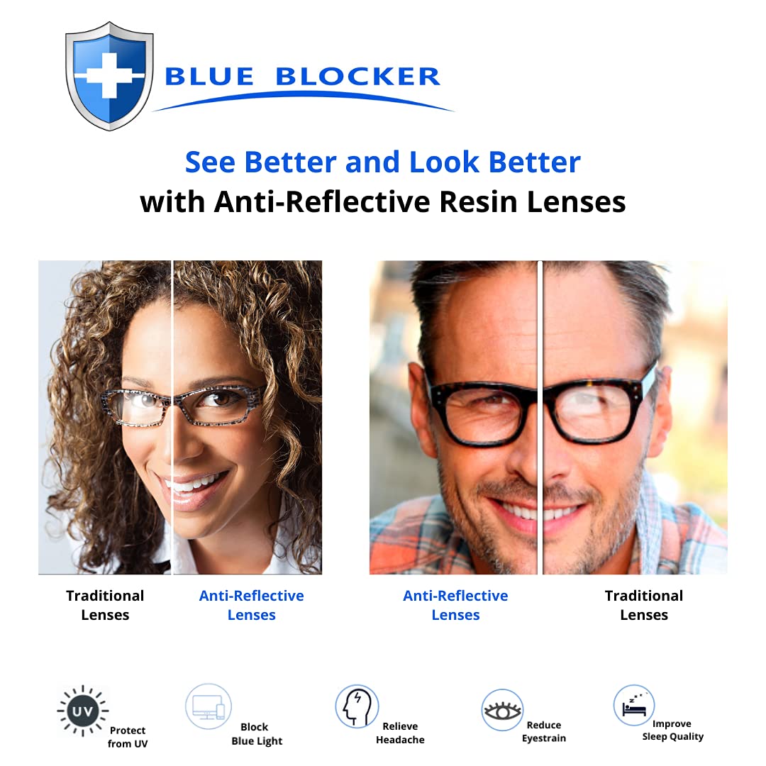 ProEyes Linda Blue Light Blocking Reading Glasses - Anti-Reflective Progressive Lenses (0 Power Top) for Computer Use, Office Work & Digital Eye Strain Relief